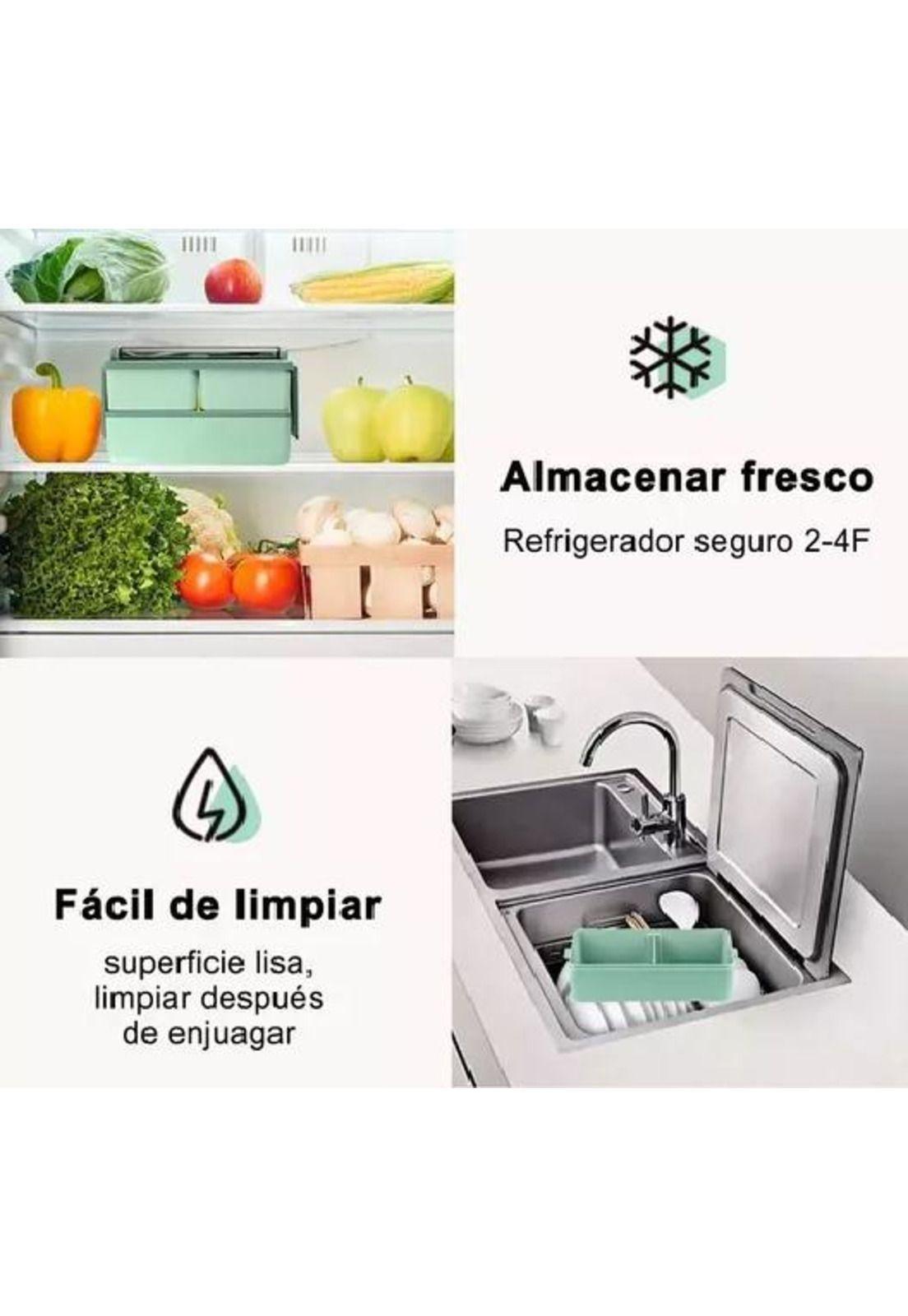 Lunch Box - 2 Niveles Fiambrera Desmontable con Cubiertos-5