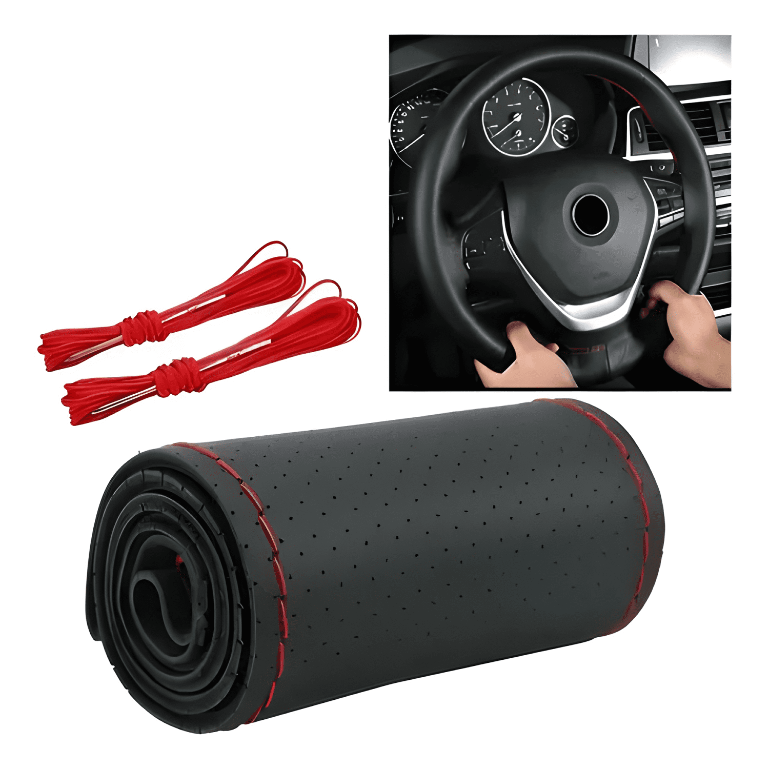 Funda Cubre Volante Cosido Antirresbalante para Auto Lite-0
