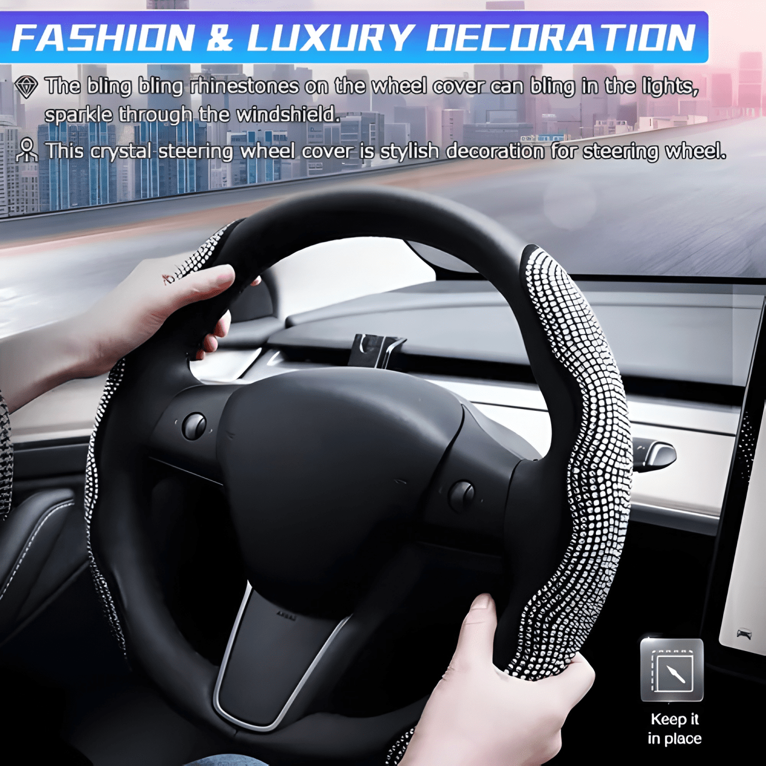 Funda Cubre Volante Diamante Accesorio Auto-3