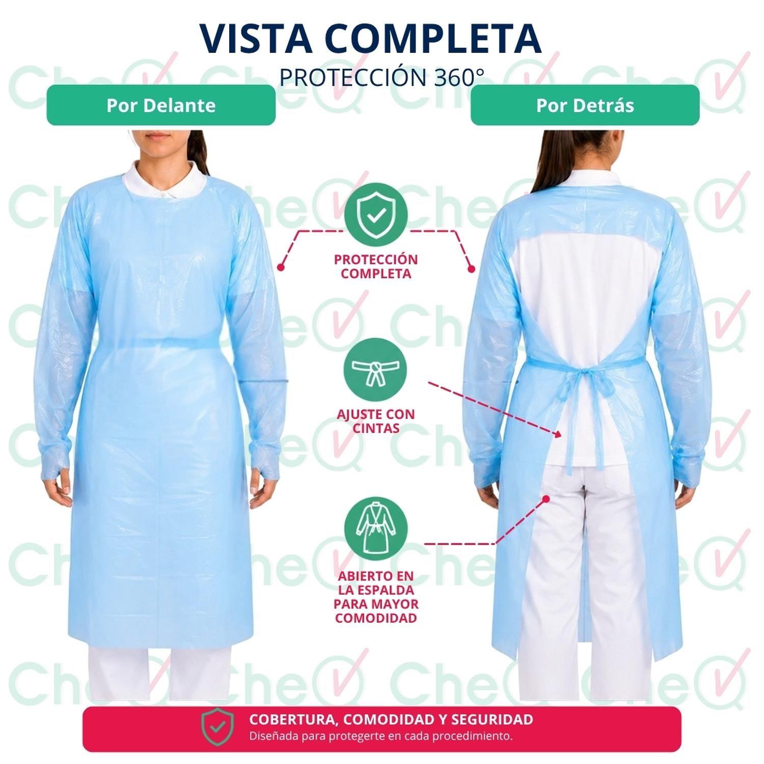 Batas Desechables Pechera con Ojal para Pulgar y Mangas 140u-2