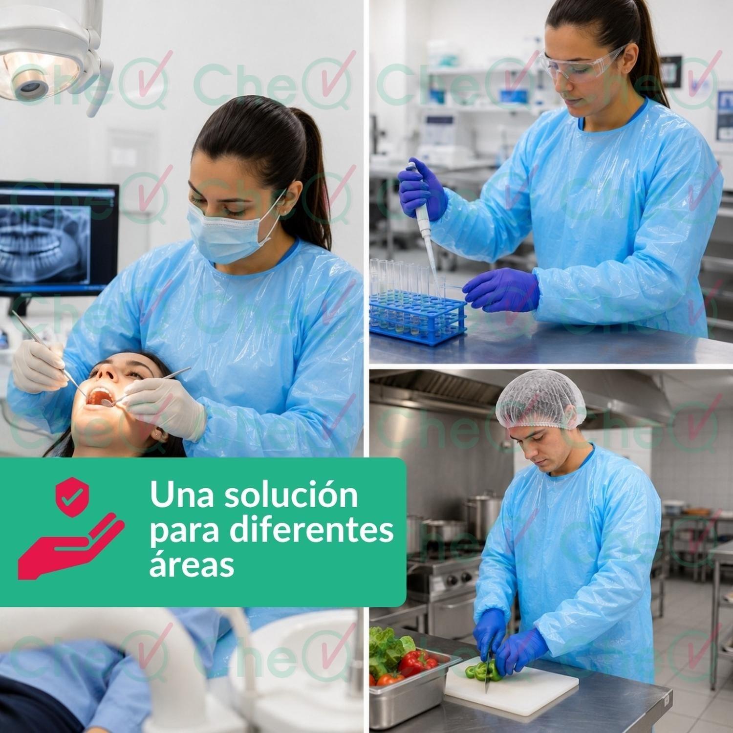 Batas Desechables Pechera con Ojal para Pulgar y Mangas 140u-8