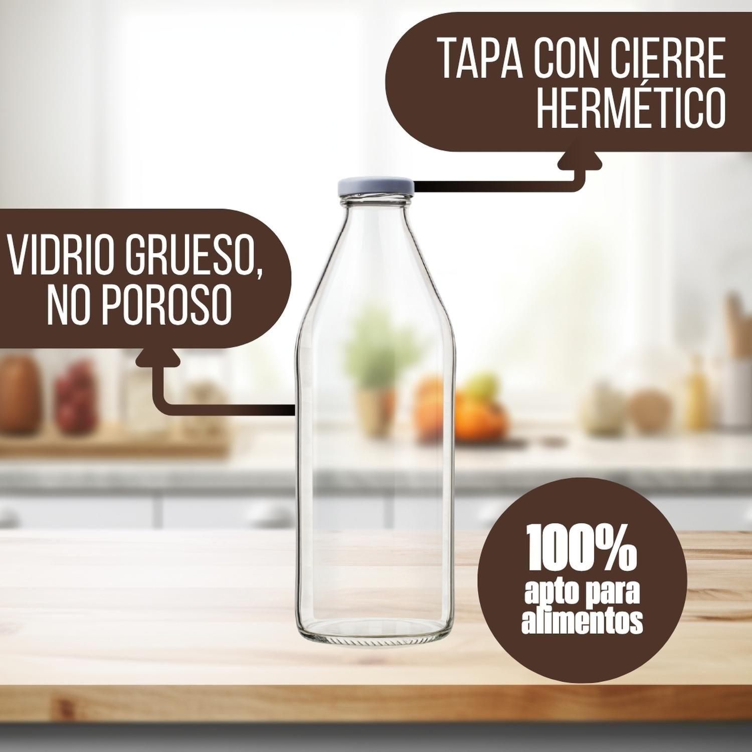 Botellas de Vidrio Lechera Jugos 1L 1000 ml c/Tapa-3