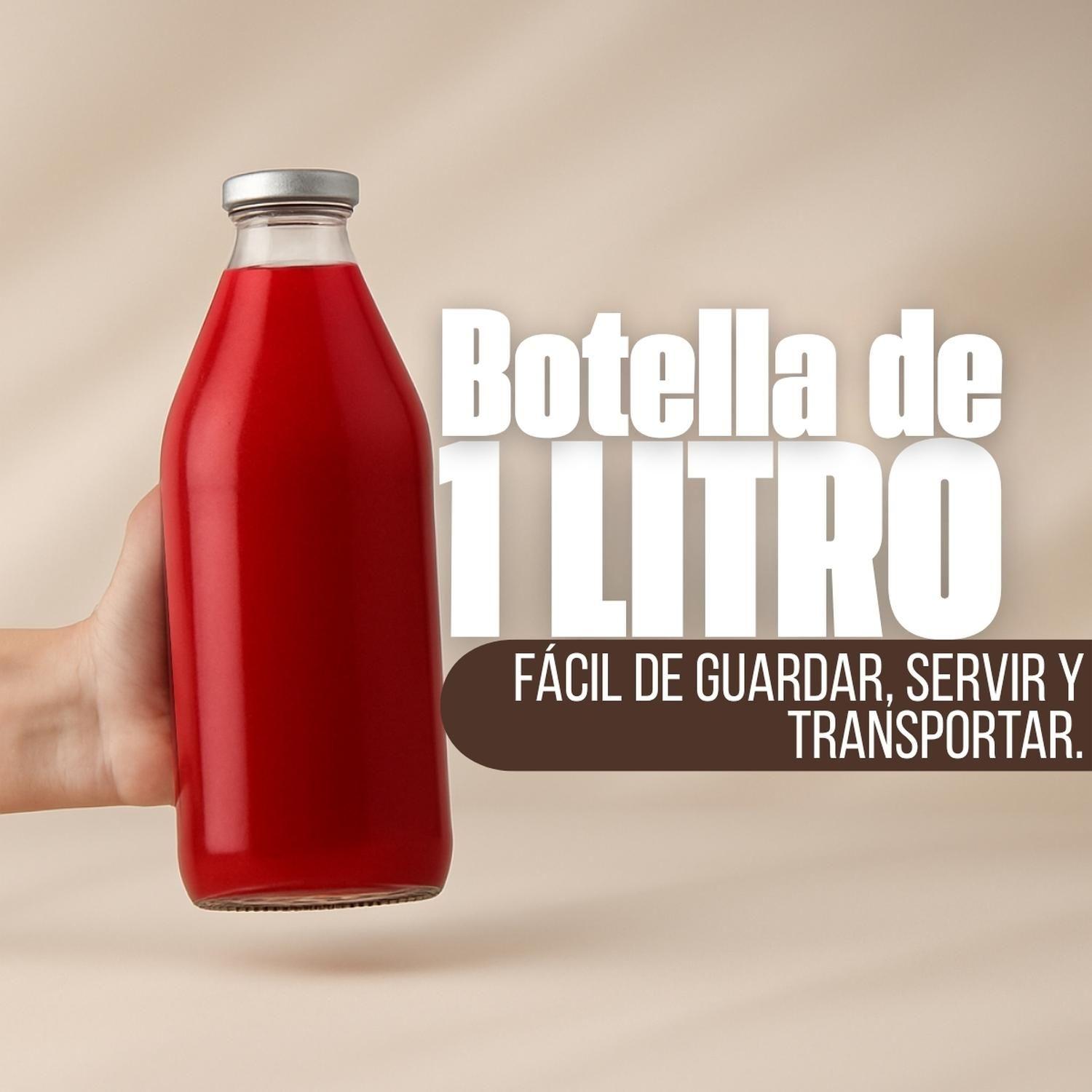 Botellas de Vidrio Lechera Jugos 1L 1000 ml c/Tapa-9