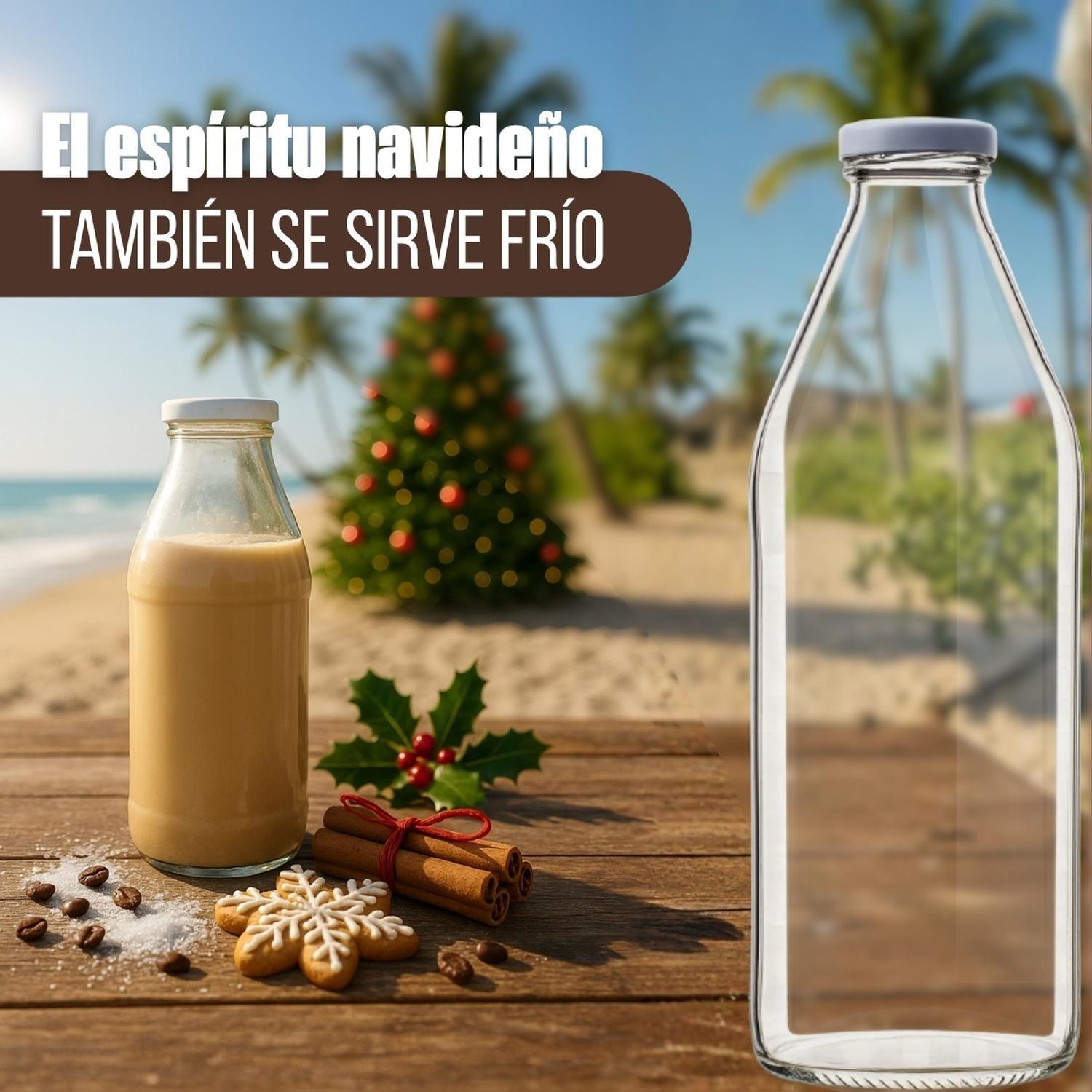 Botellas de Vidrio Lechera Jugos 1L 1000 ml c/Tapa - Pack 22-2