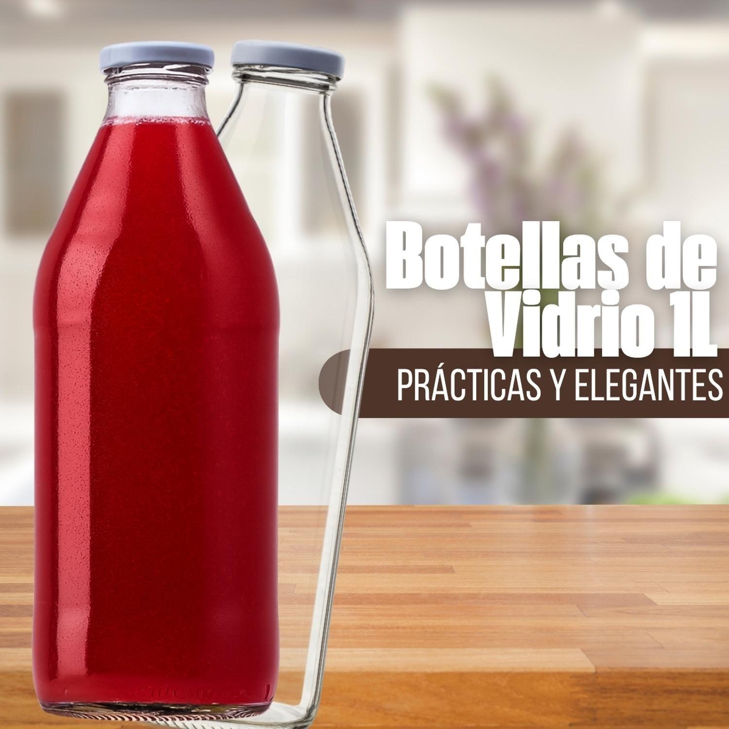 Botellas de Vidrio Lechera Jugos 1L 1000 ml c/Tapa - Pack 22-9