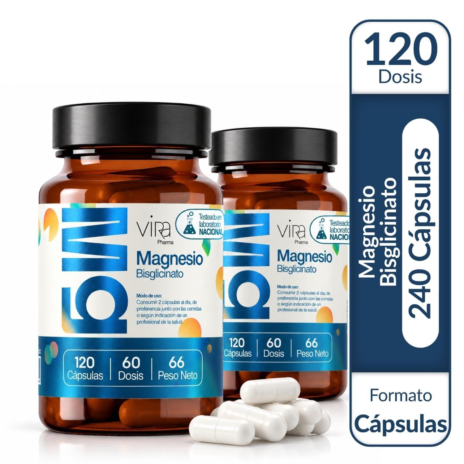 Magnesio Bisglicinato Pure 775 mg 240 Cápsulas Vegano viRa-1