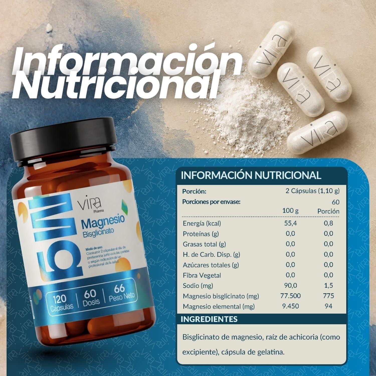 Magnesio Bisglicinato Pure 775 mg 240 Cápsulas Vegano viRa-2