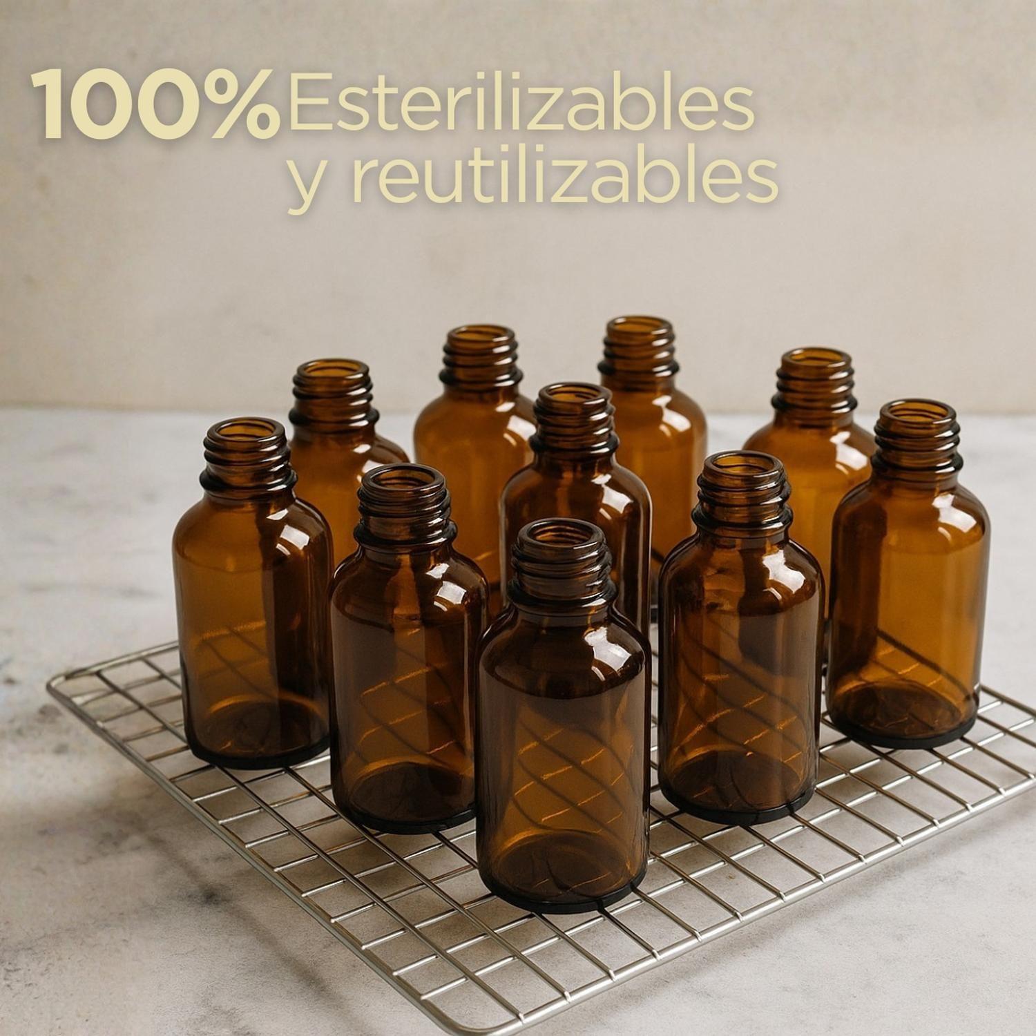 Kit 50 Frascos Botellas Gotero De Vidrio 30ml Ambar-5