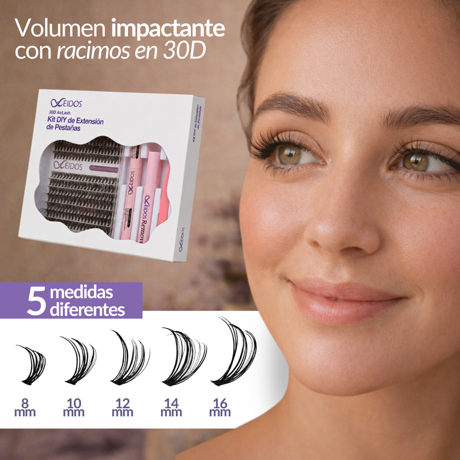 Pestañas Postizas Extensiones Kit Completo 280 Racimos Plie-3