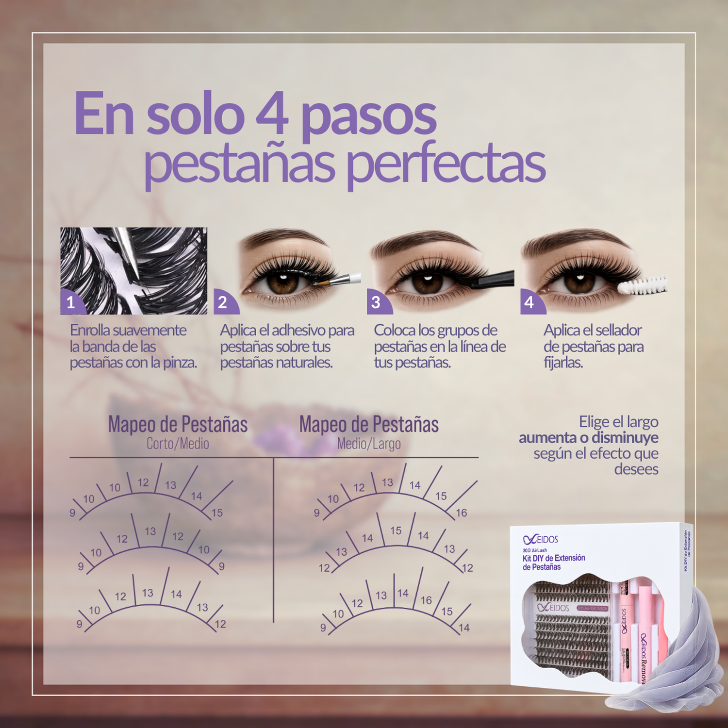 Pestañas Postizas Extensiones Kit Completo 280 Racimos Plie-4