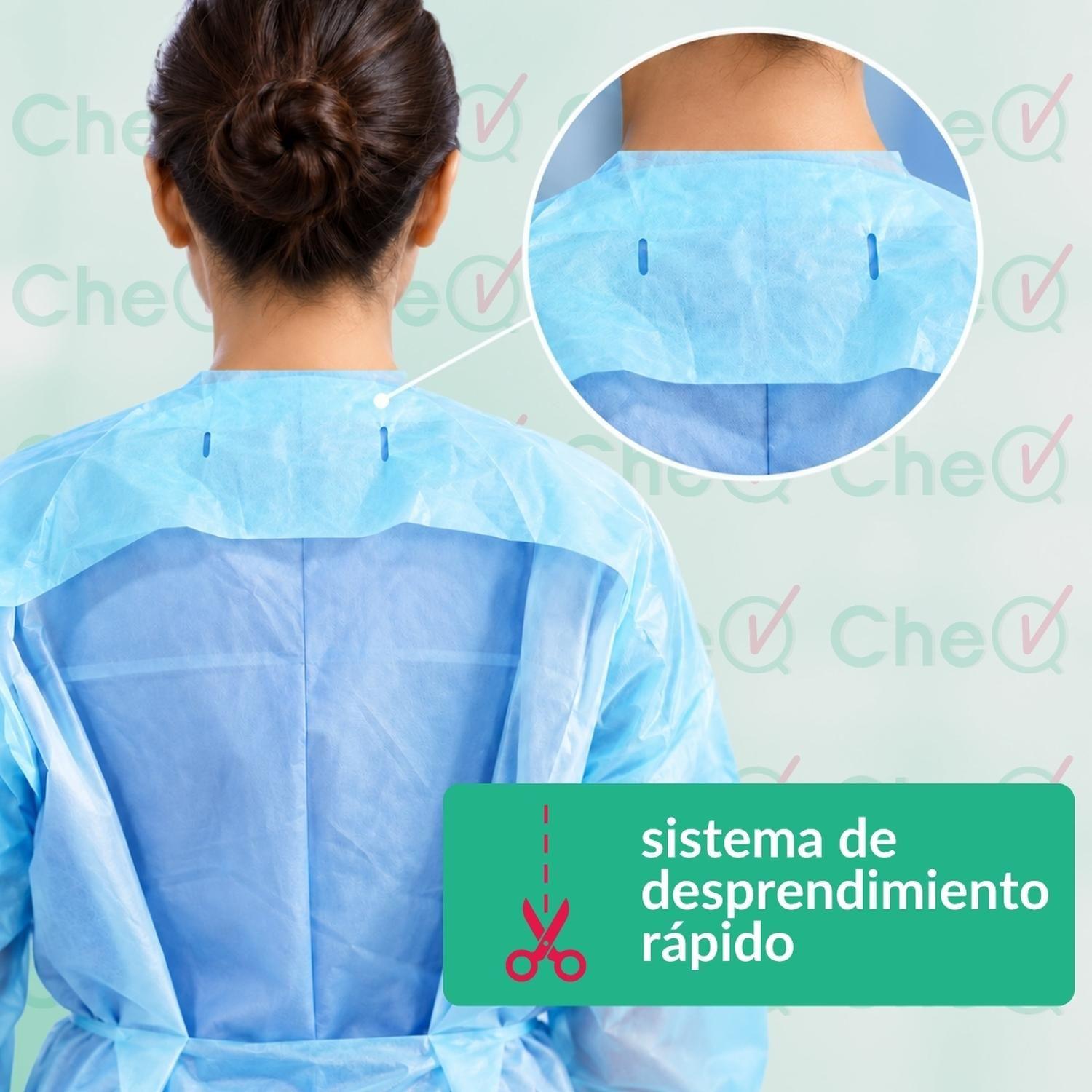 Batas Desechables Pechera con Ojal para Pulgar y Mangas 20u-3