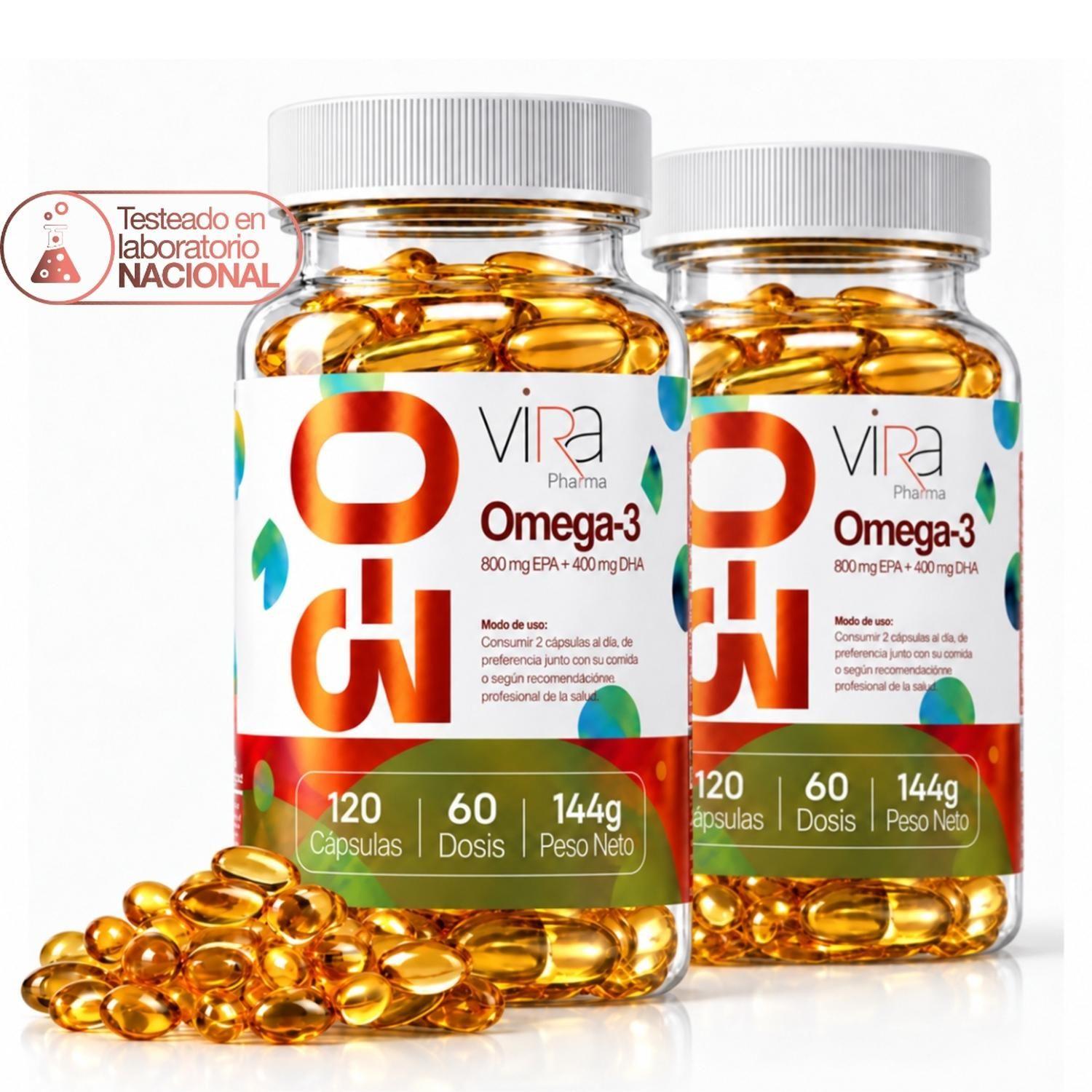 Omega 3 Up viRa 800 EPA 400 DHA Sin Sabor 240 Capsulas 60Dia-0