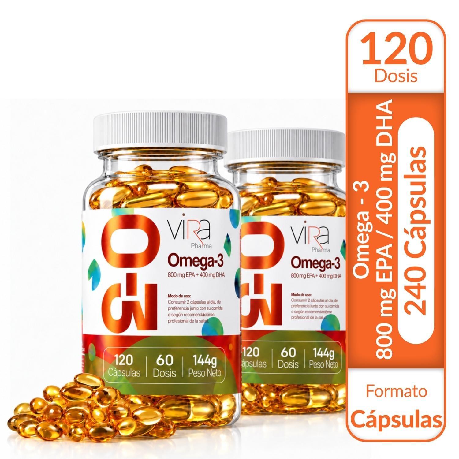 Omega 3 Up viRa 800 EPA 400 DHA Sin Sabor 240 Capsulas 60Dia-1