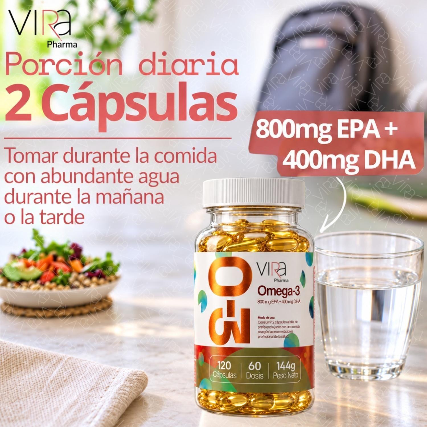 Omega 3 Up viRa 800 EPA 400 DHA Sin Sabor 240 Capsulas 60Dia-3