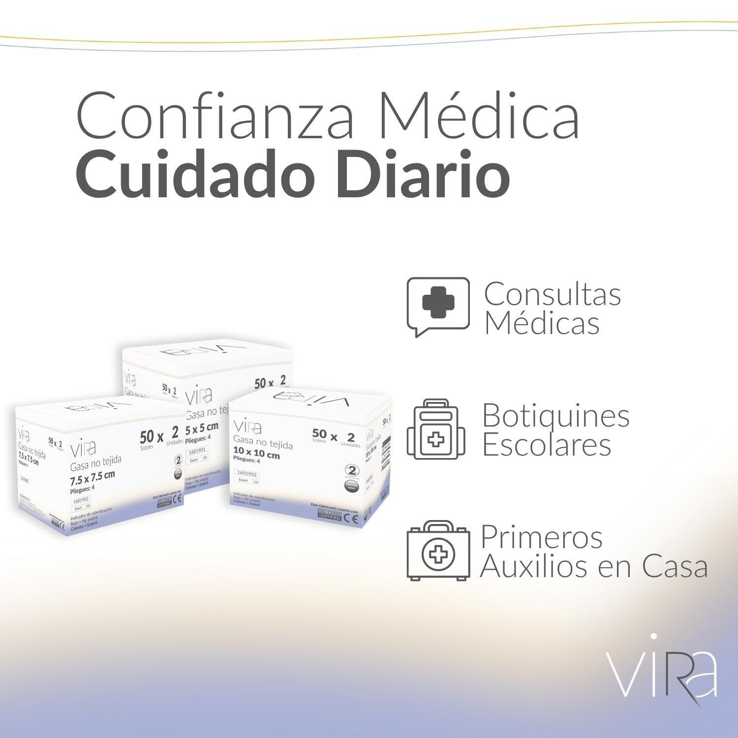 Gasa Estéril No Tejida 10x10 50 Sobres x 2 (100u) viRa-7