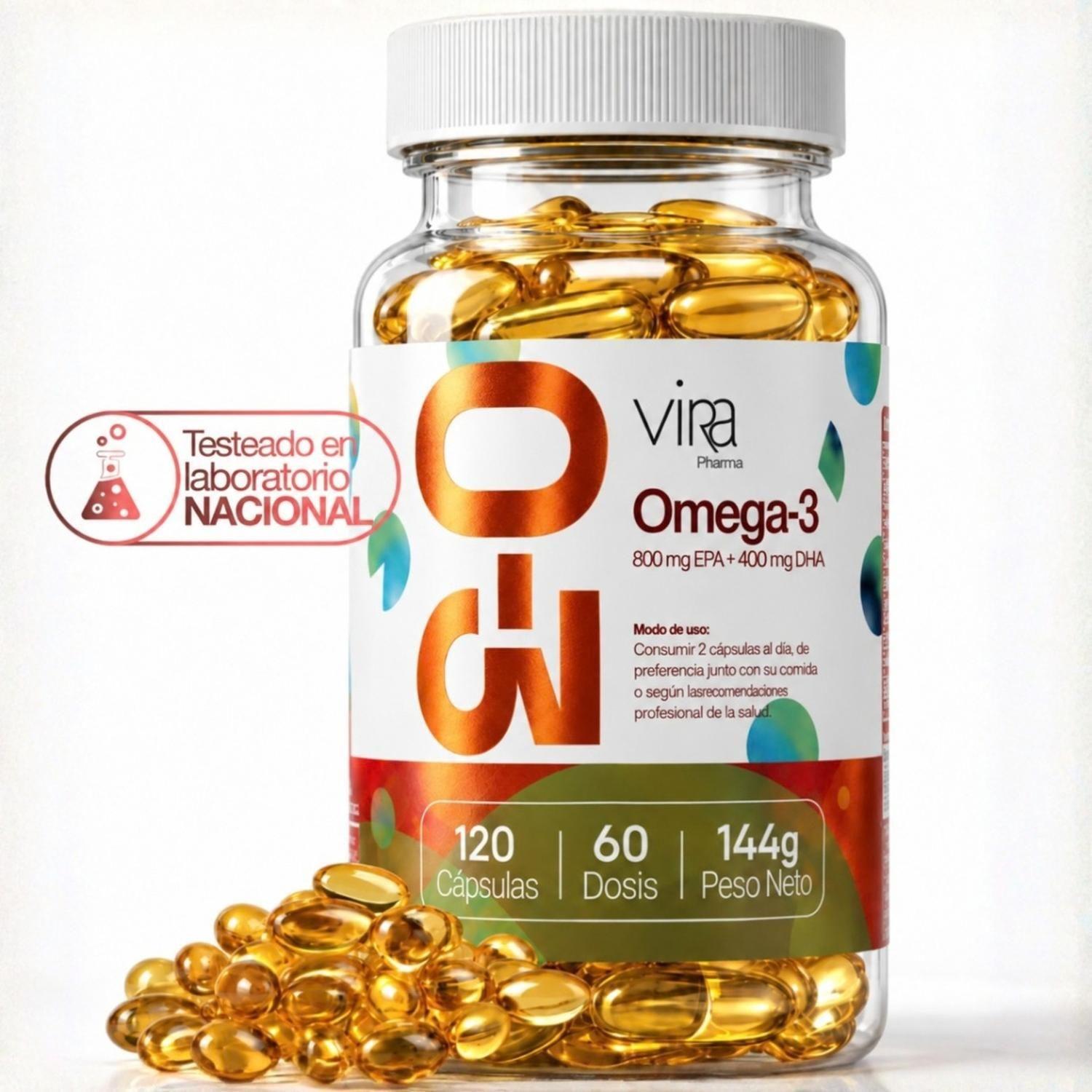 Omega 3 Up viRa 800 EPA 400 DHA Sin Sabor 120 Capsulas 60Dia-0