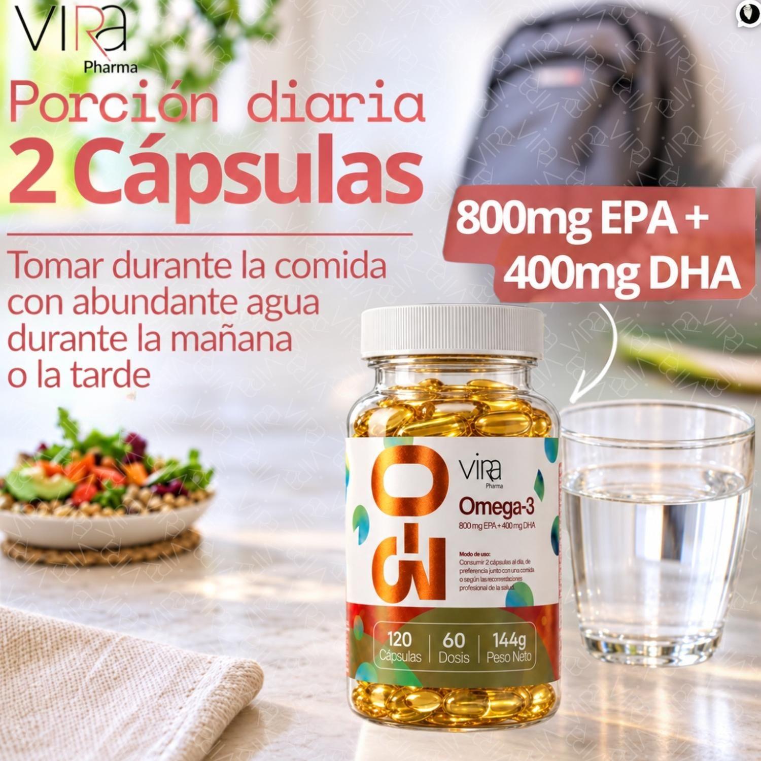 Omega 3 Up viRa 800 EPA 400 DHA Sin Sabor 120 Capsulas 60Dia-3
