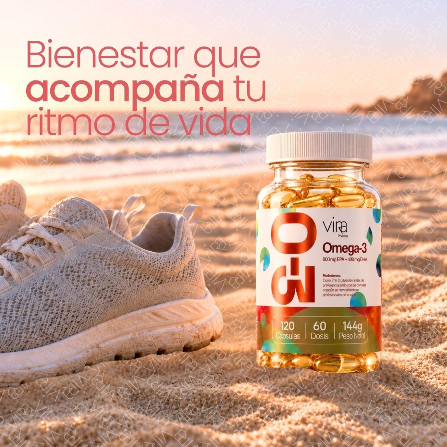 Omega 3 Up viRa 800 EPA 400 DHA Sin Sabor 120 Capsulas 60Dia-7
