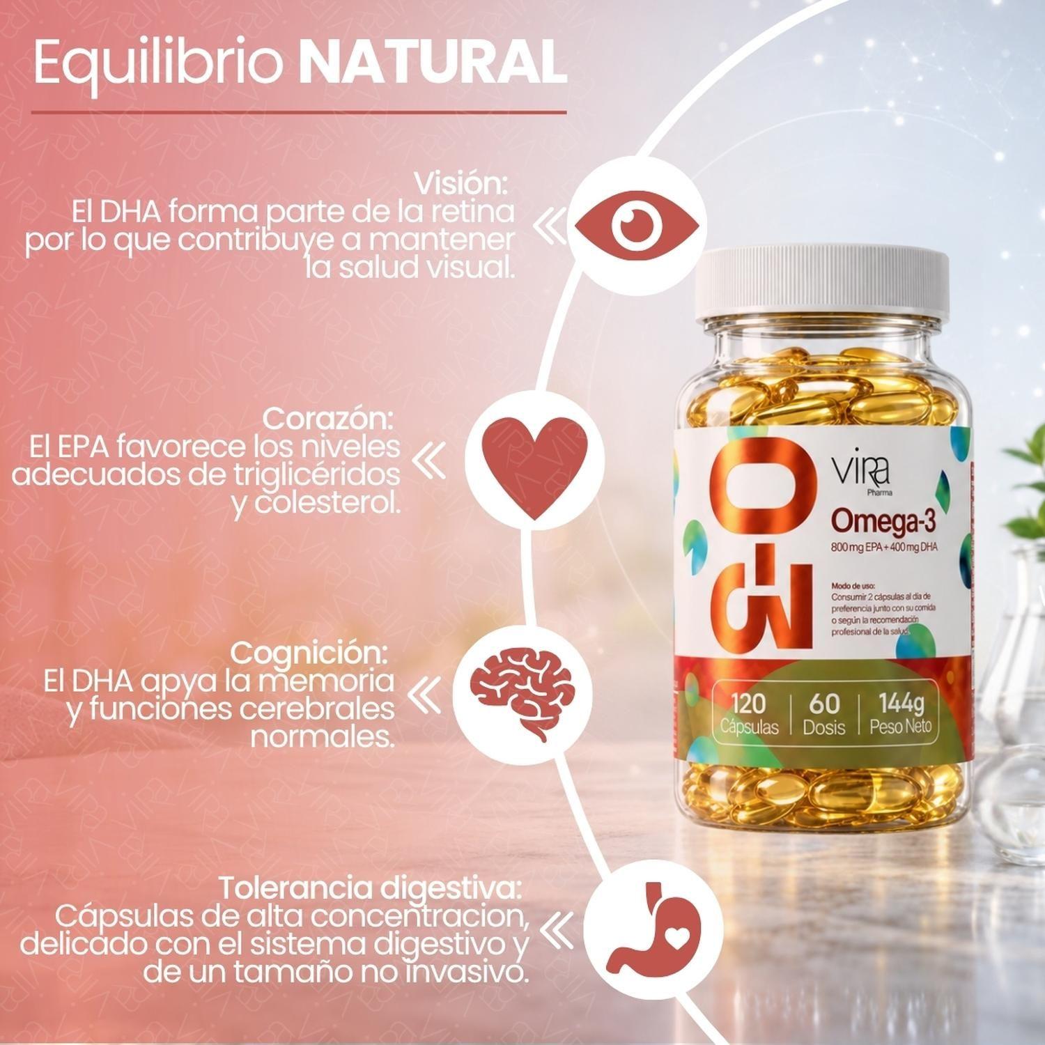 Omega 3 Up viRa 800 EPA 400 DHA Sin Sabor 120 Capsulas 60Dia-8