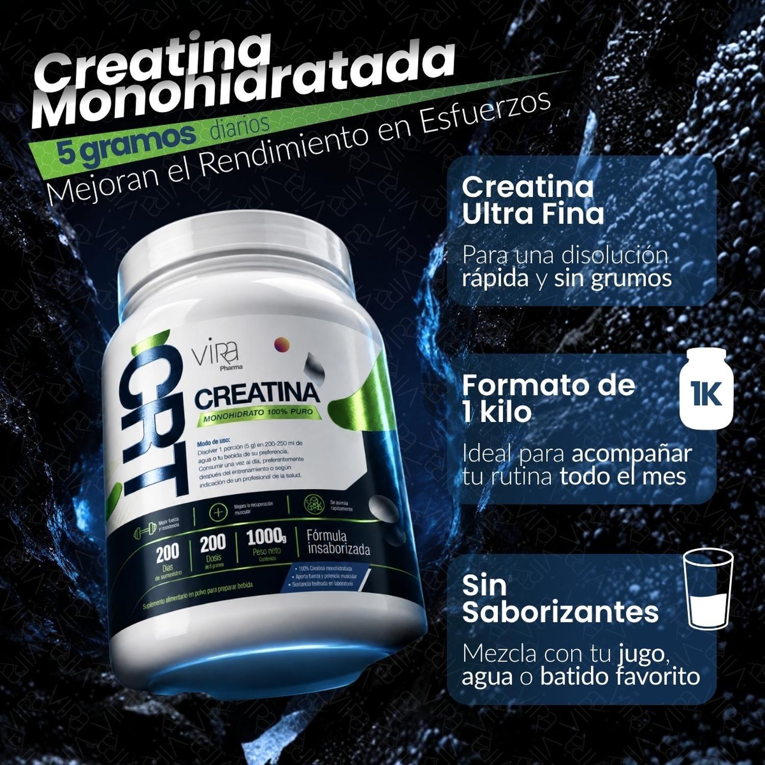 Creatina Monohidrato 1kg Polvo Sin Sabor 100% Puro viRa-4