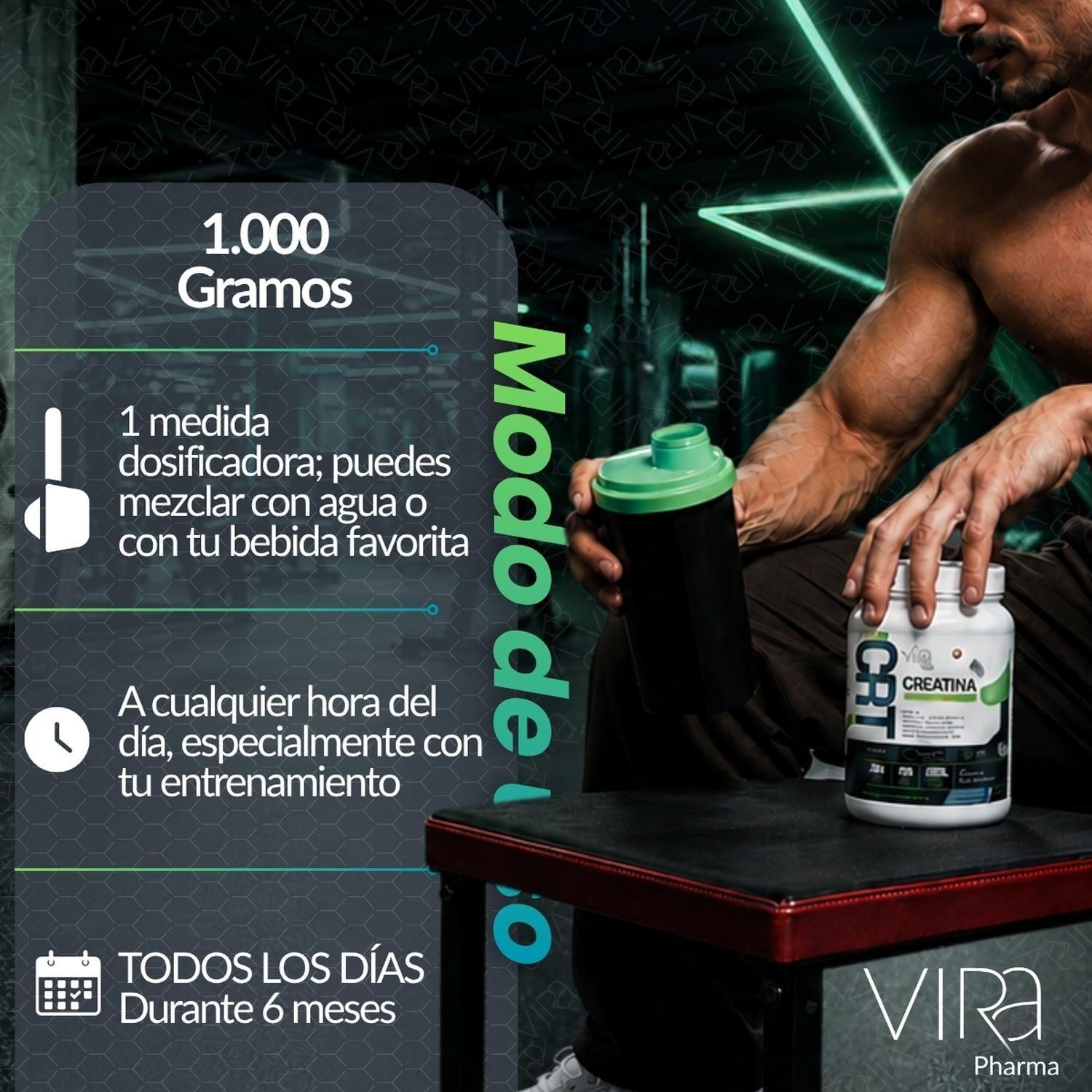 Creatina Monohidrato 1kg Polvo Sin Sabor 100% Puro viRa-6