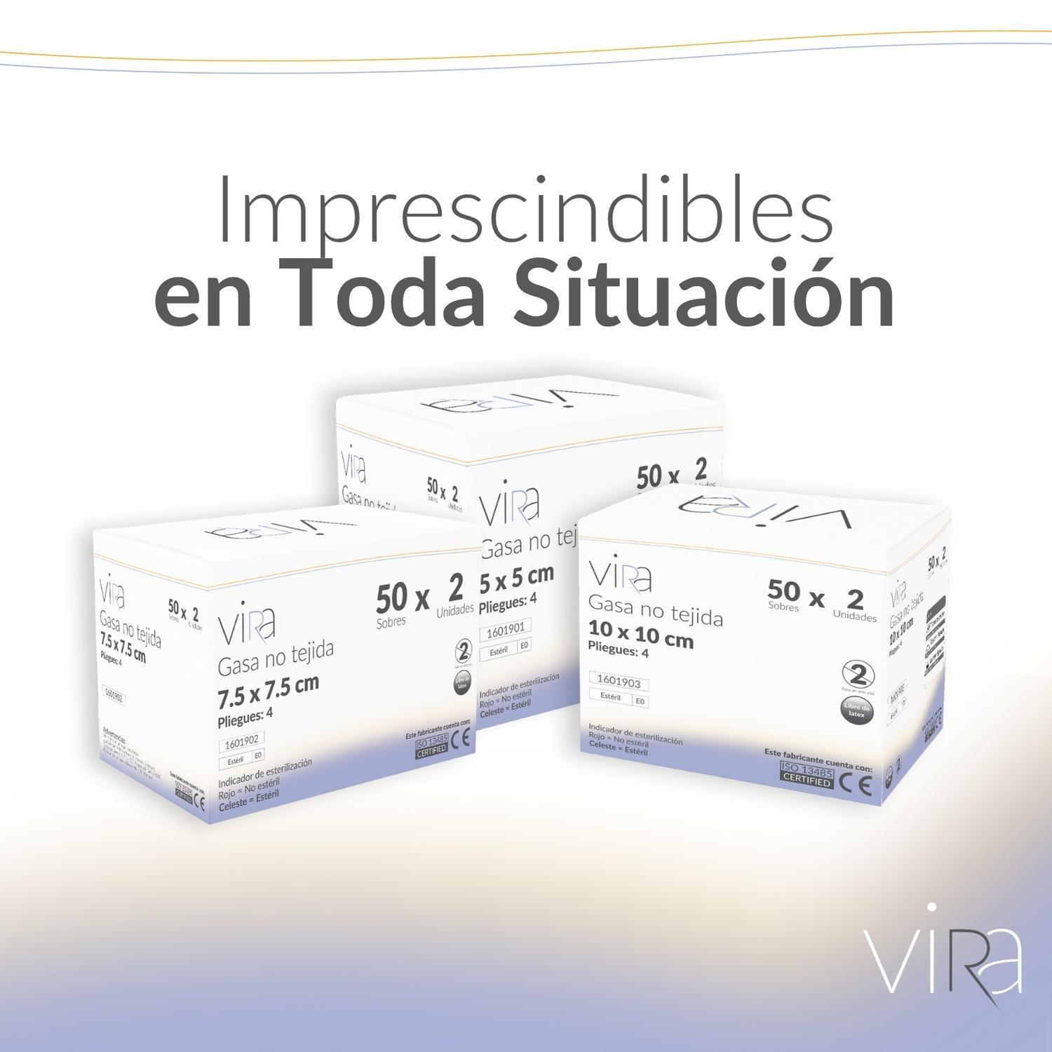 Gasa Estéril No Tejida 7.5x7.5 50 Sobres x 2 (100u) viRa-8