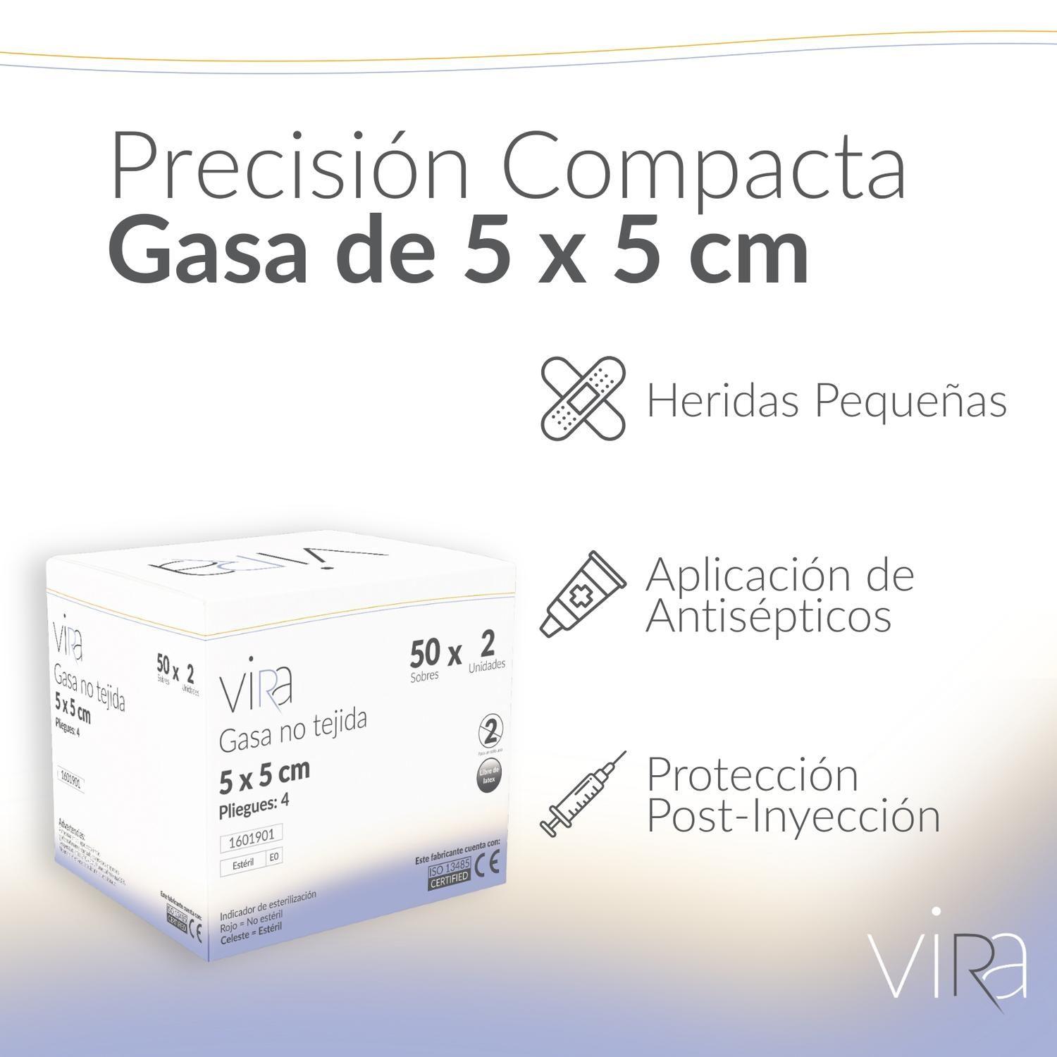 Gasa Estéril 5x5cm No Tejida (50x2) viRa-2