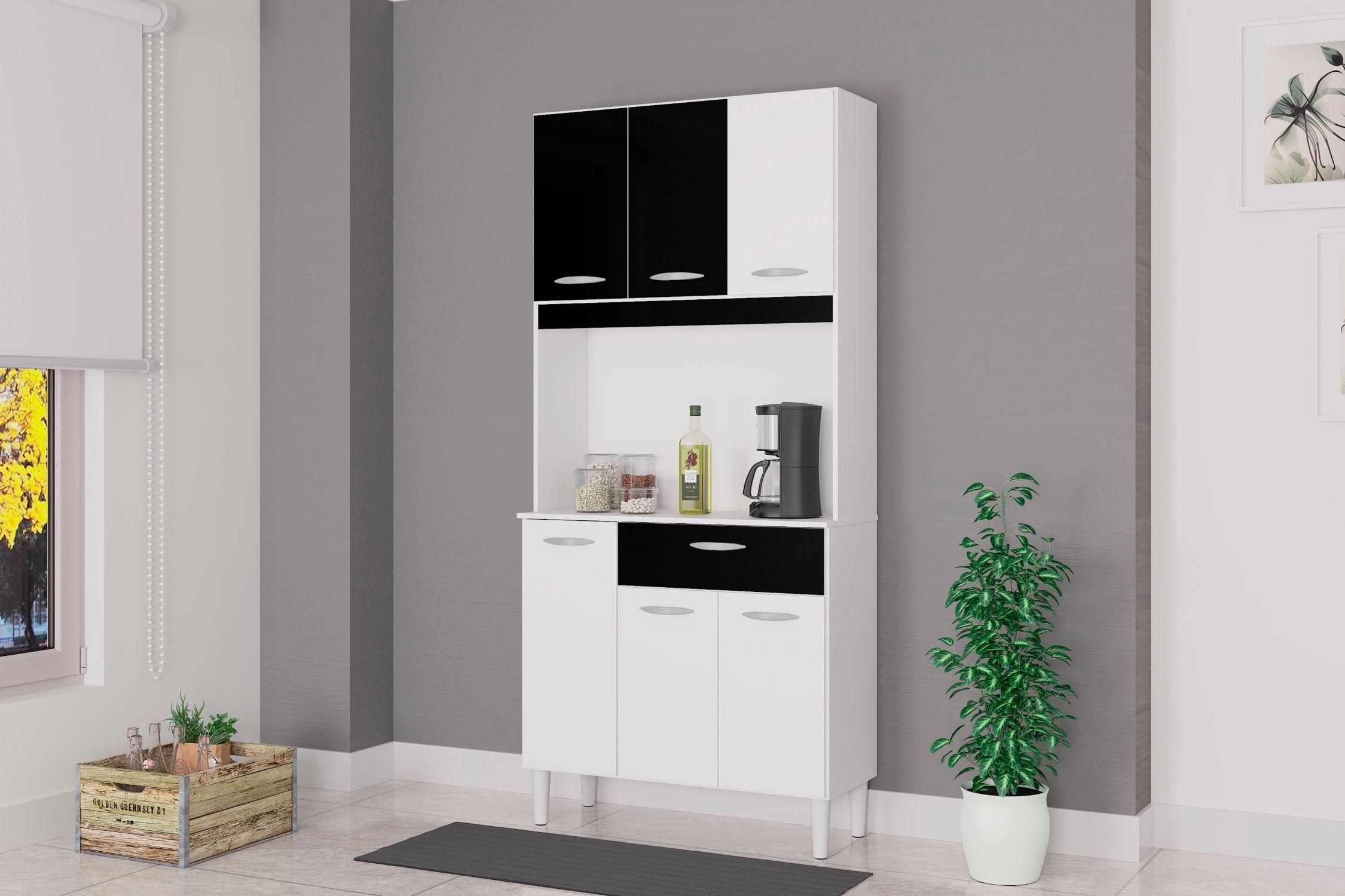 Mueble de cocina Cassia 6 puertas blanco/negro-1