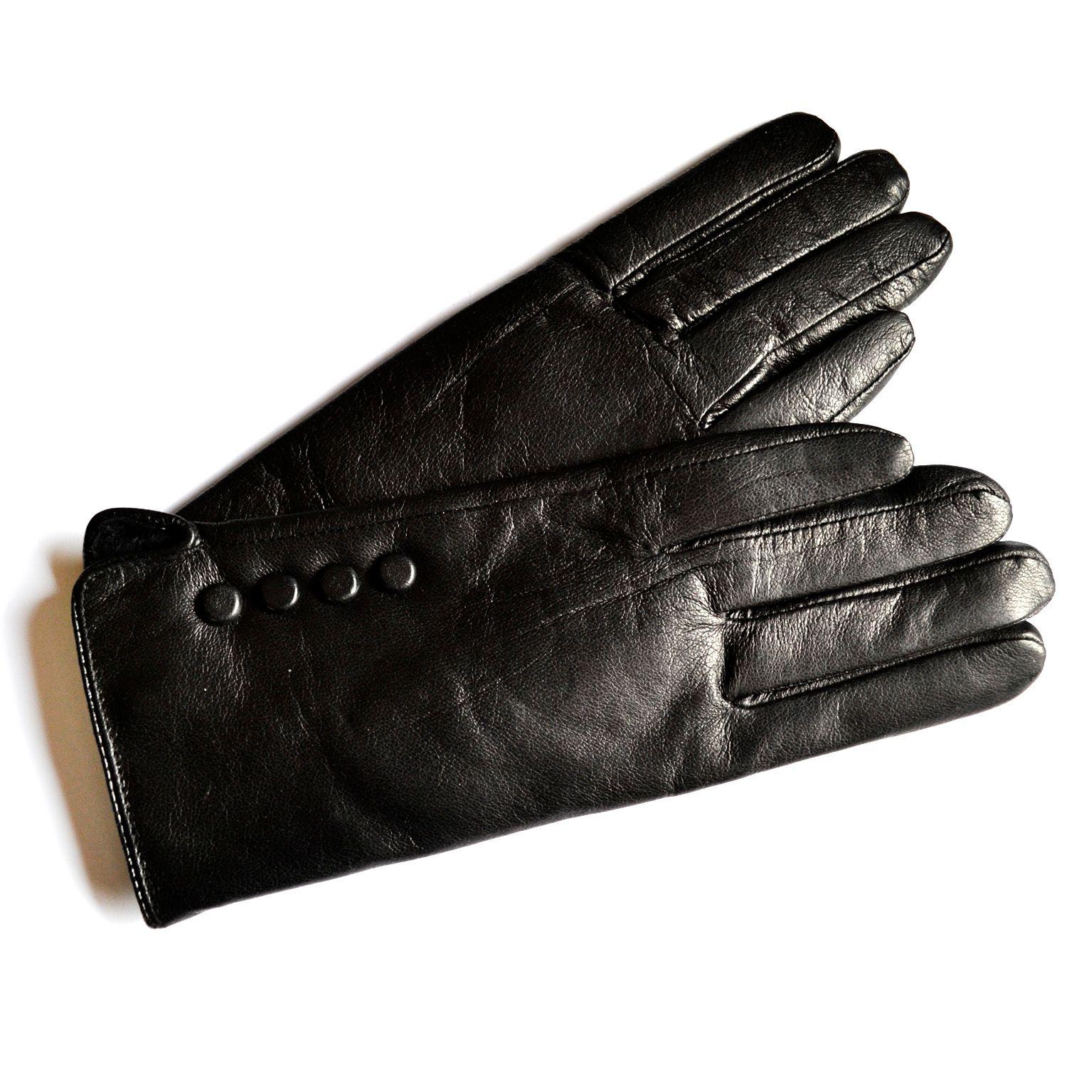 Guante Cuero In Pelle botones negro-0