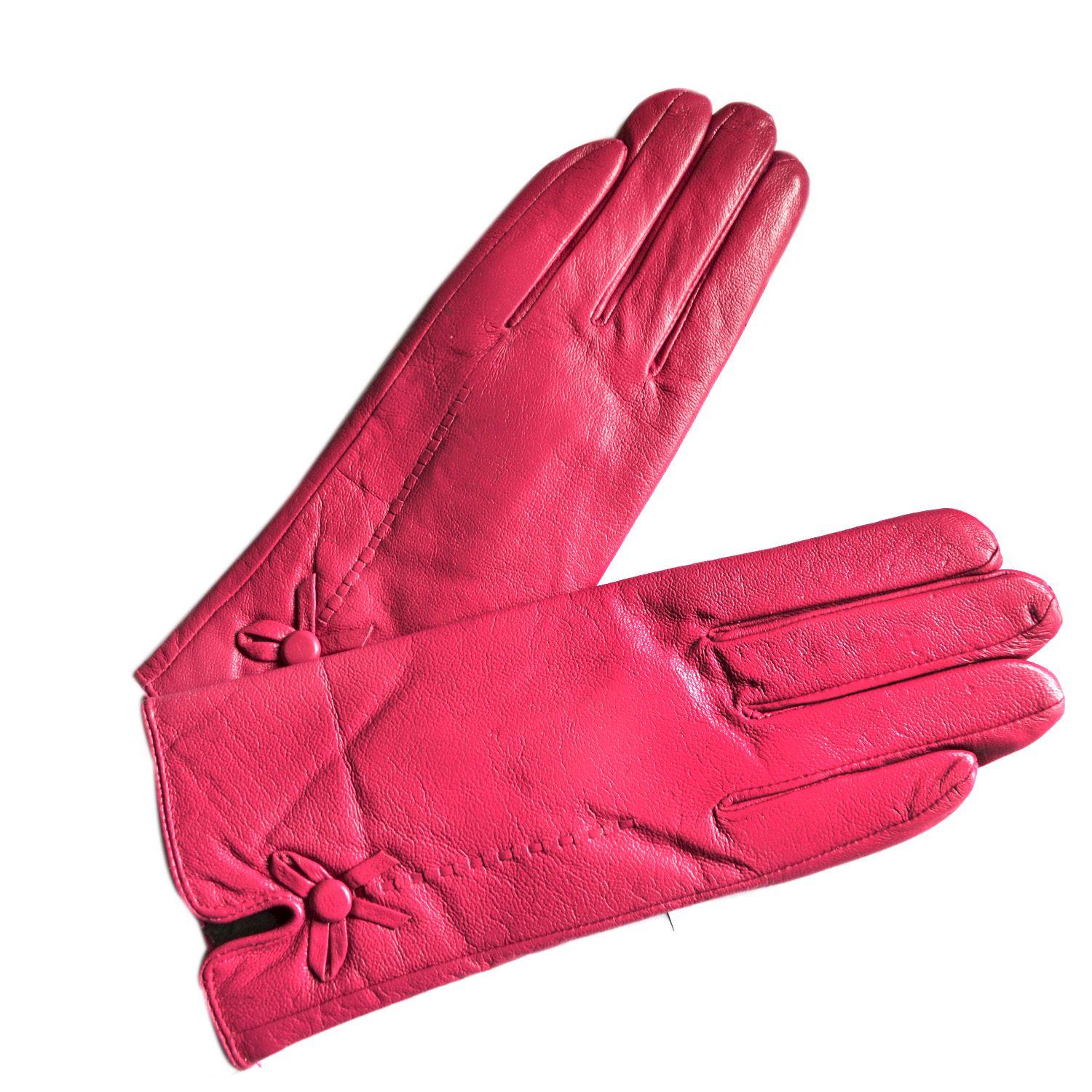 Guante Cuero In Pelle botón fucsia-0