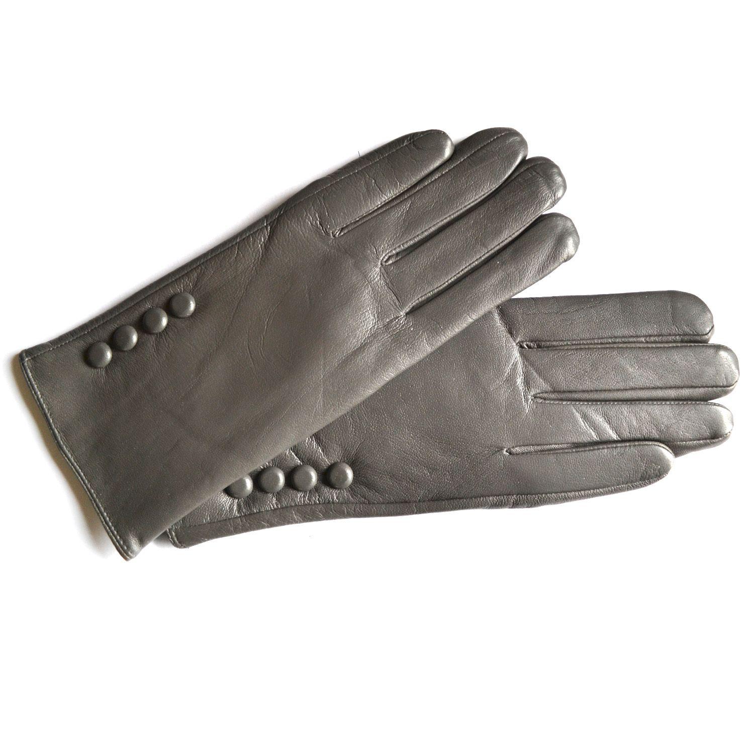 Guante Cuero In Pelle botones Gris-0