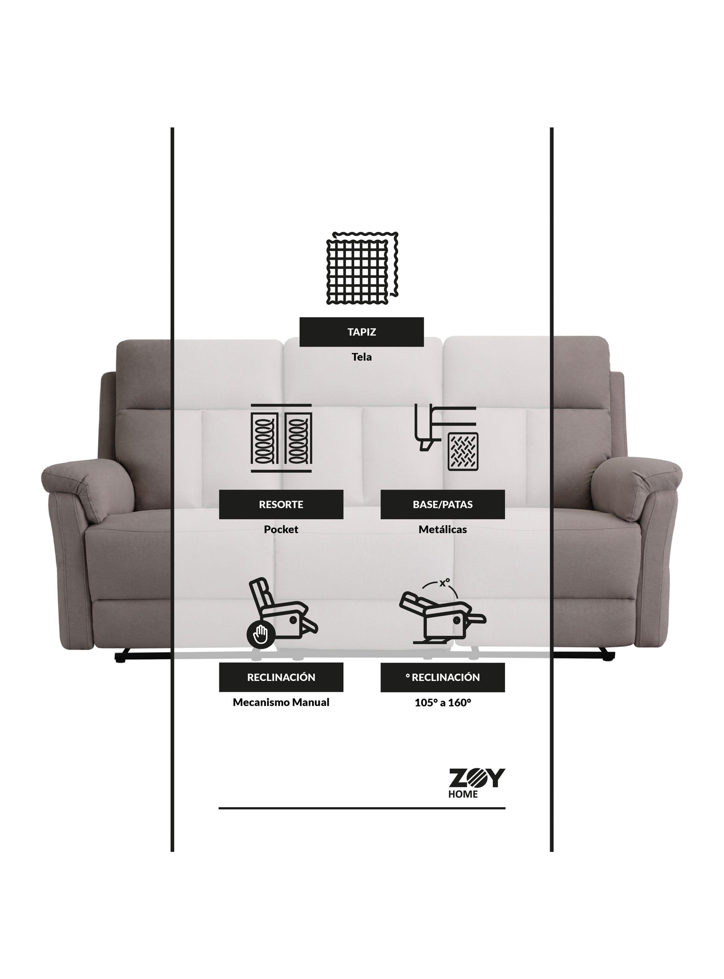 Reclinable 3c Beijing Tela Moka-6