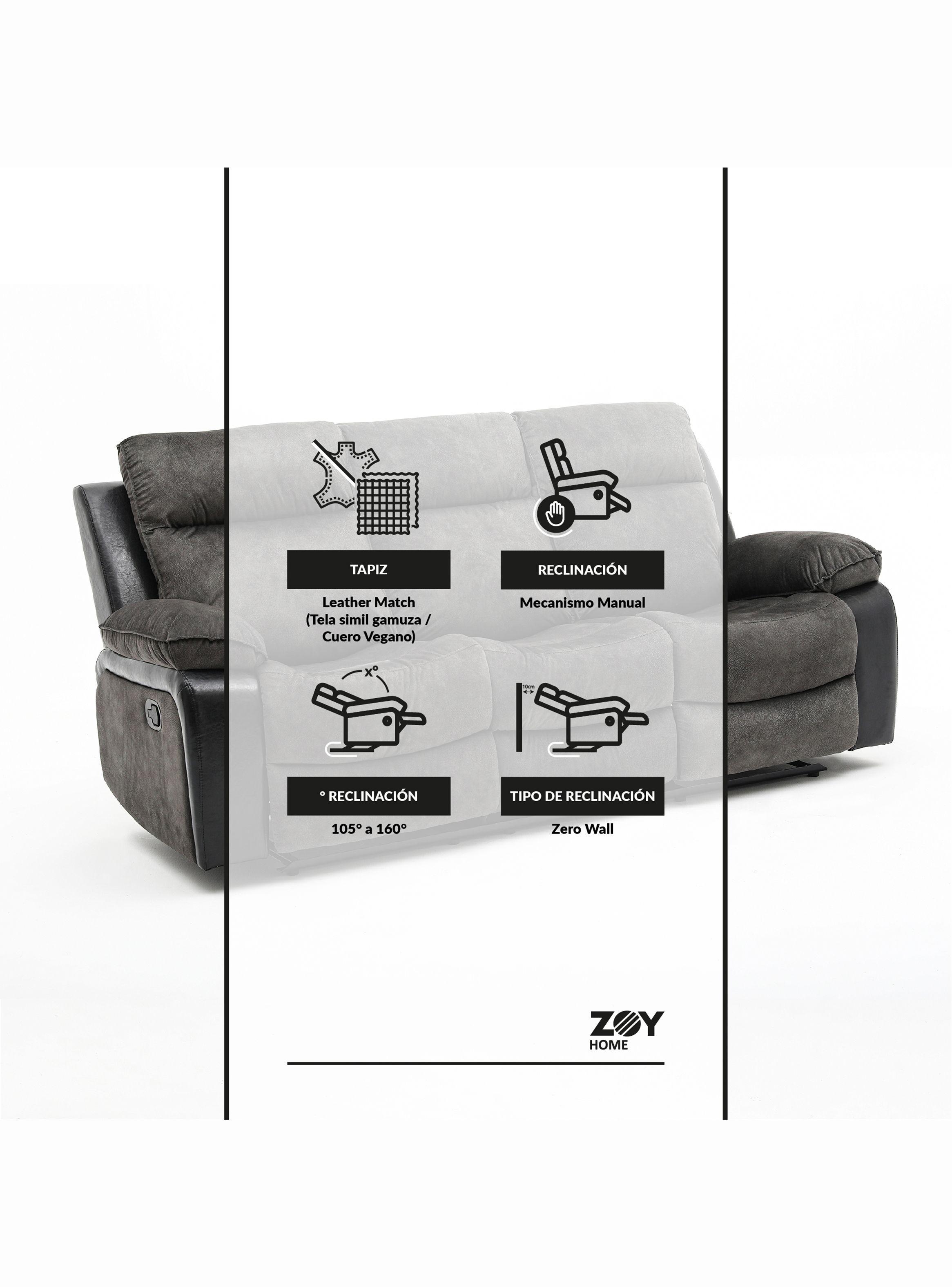 Reclinable 3 Cuerpos Brunei Negro-5