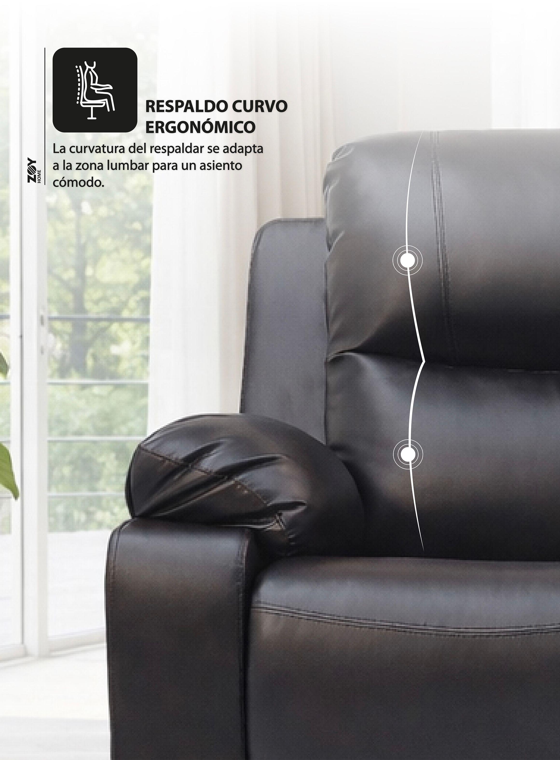 Reclinable 3 cuerpos Tabuk PU Café con Posavasos-3