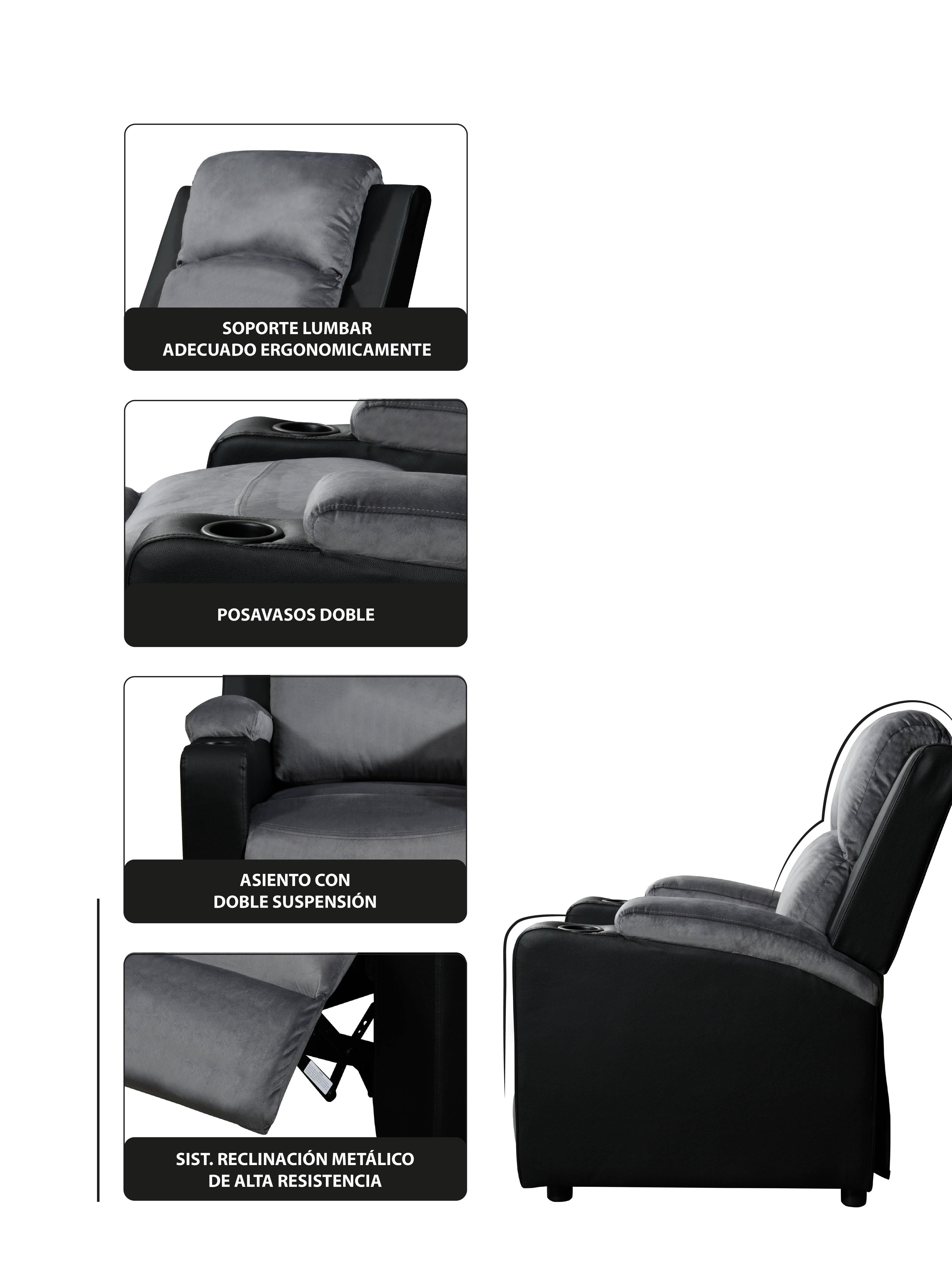 Bergere Dakar Mix Tela y PU Negro-2