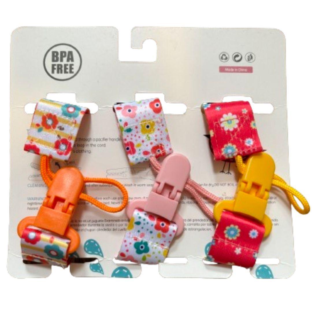 Set 3 porta chupete para bebé niña-1