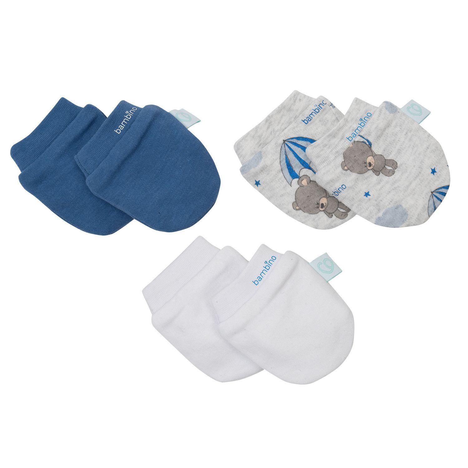 Set de 3 mitones para bebé niño osito-1