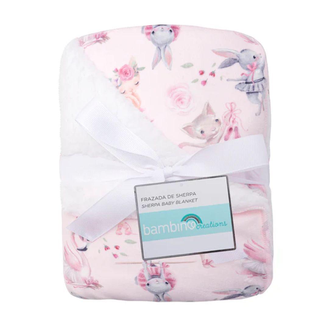 Manta Frazada de Sherpa Rosado Bailarinas-0