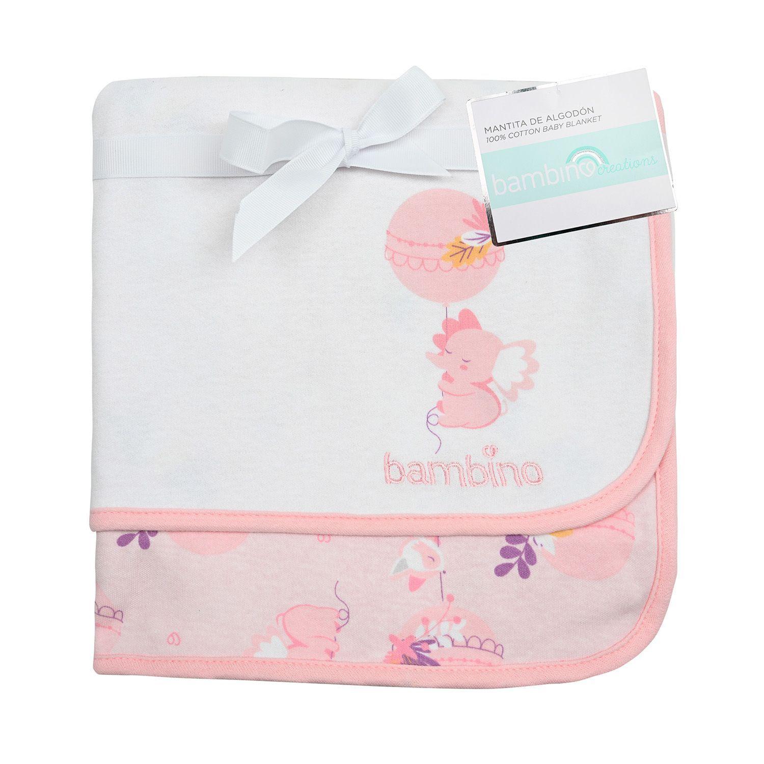 Manta de Algodón para bebé niña Rosado Elefante-0