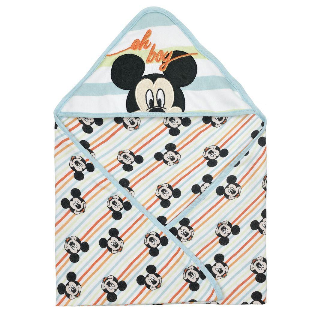 Toalla con capucha para bebé azul mickey-0