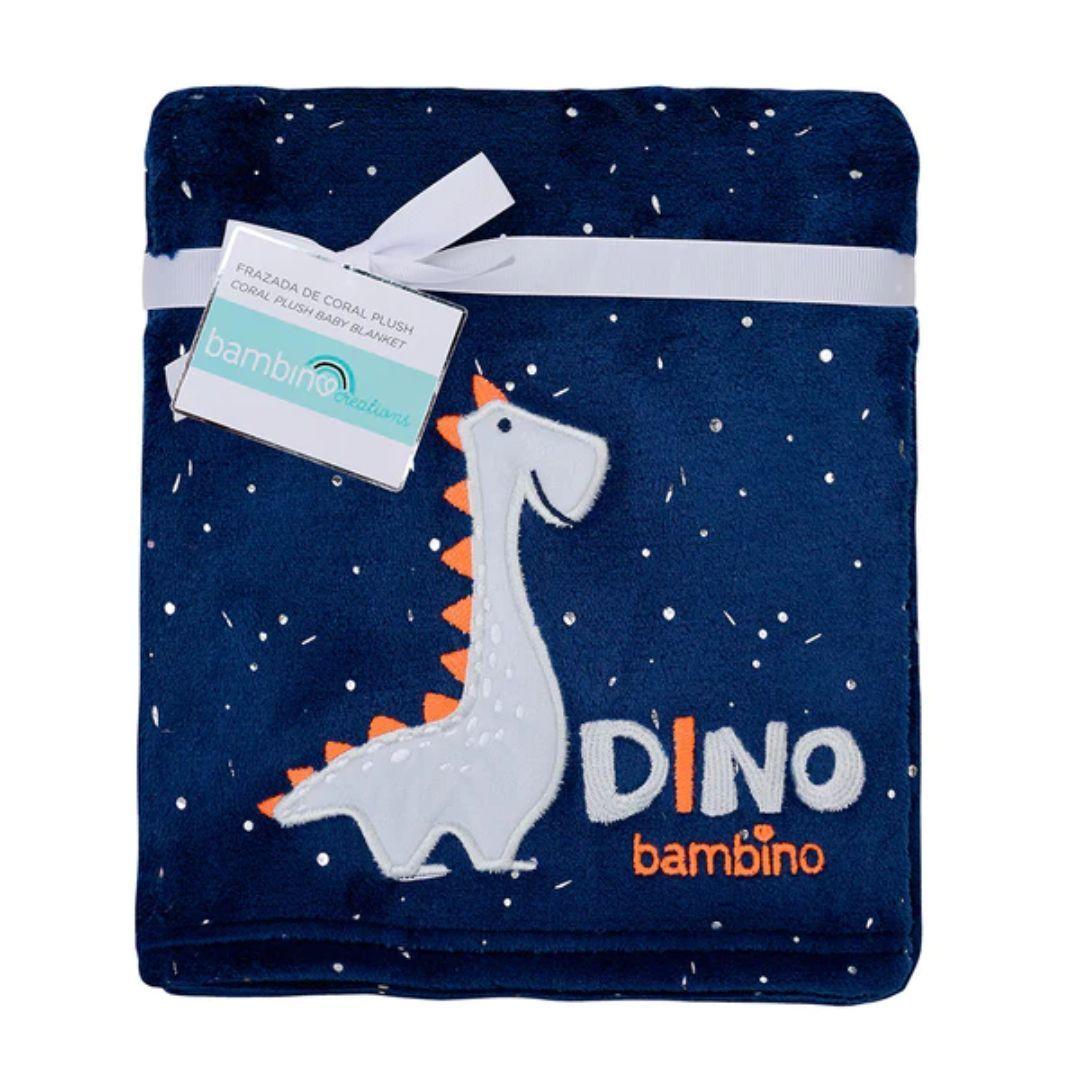 Manta azul con dinosaurio para bebé-0