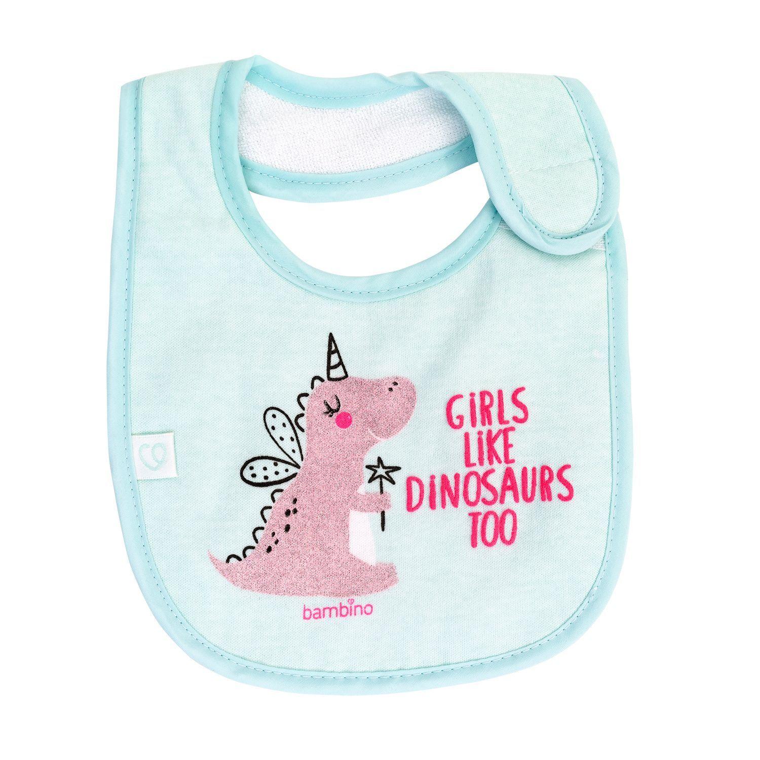 Set 2 Baberos de Algodón Impermeables Rosa Dino para bebé-1
