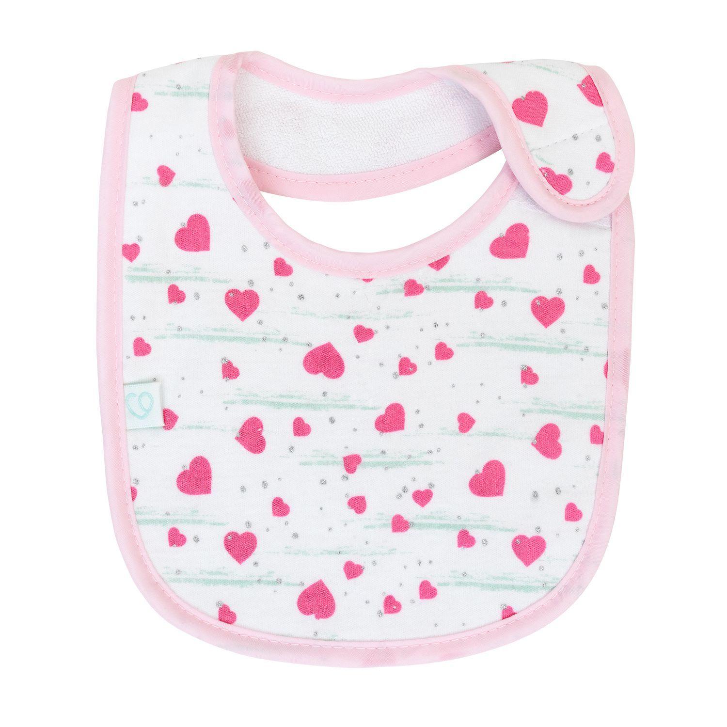 Set 2 Baberos de Algodón Impermeables Rosa Dino para bebé-2