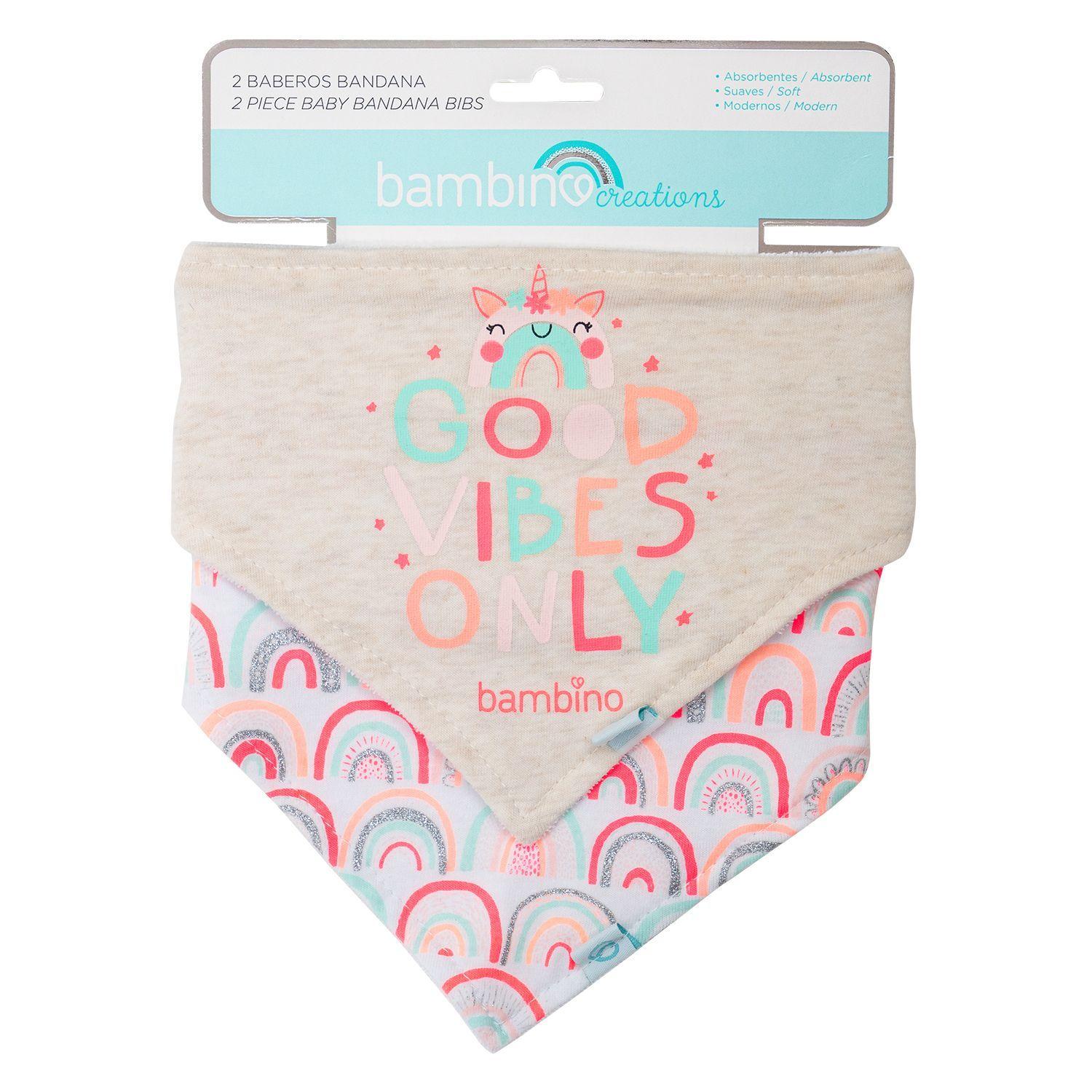 Babero bandana para bebé rosado con arcoiris-0