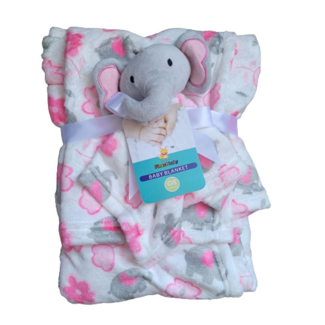 Manta y tuto de apego elefante rosa para bebé-0