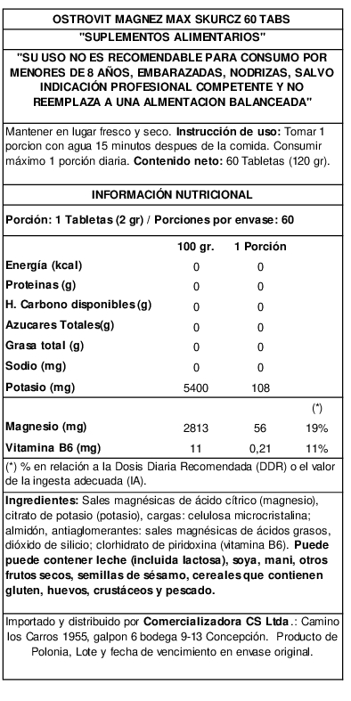 Magnesio Max Cramp Ostrovit + Potasio + Vitamina B6 | 60 Tab-2
