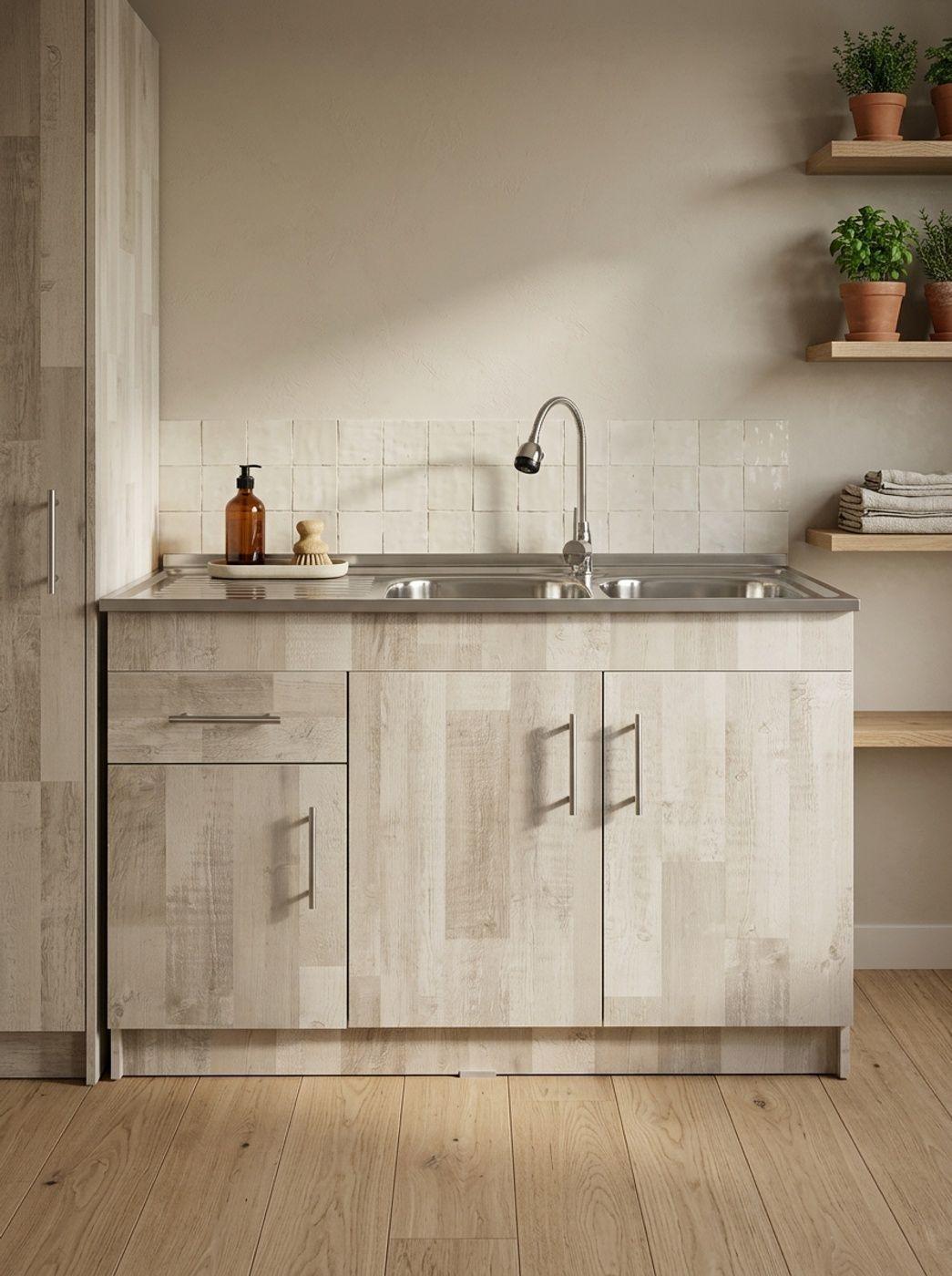 Kit Lavaplatos Con Mueble 120x50 Mdf Legno Sec Izquierdo-3