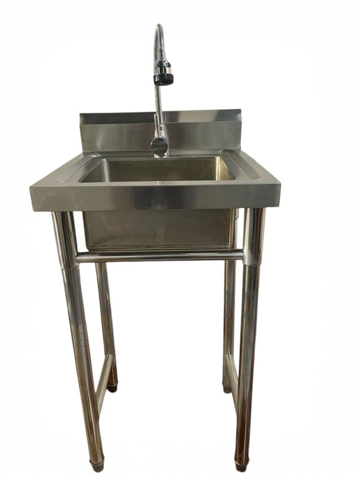 Lavafondos 50x50 Acero Inox. Con Griferia-2