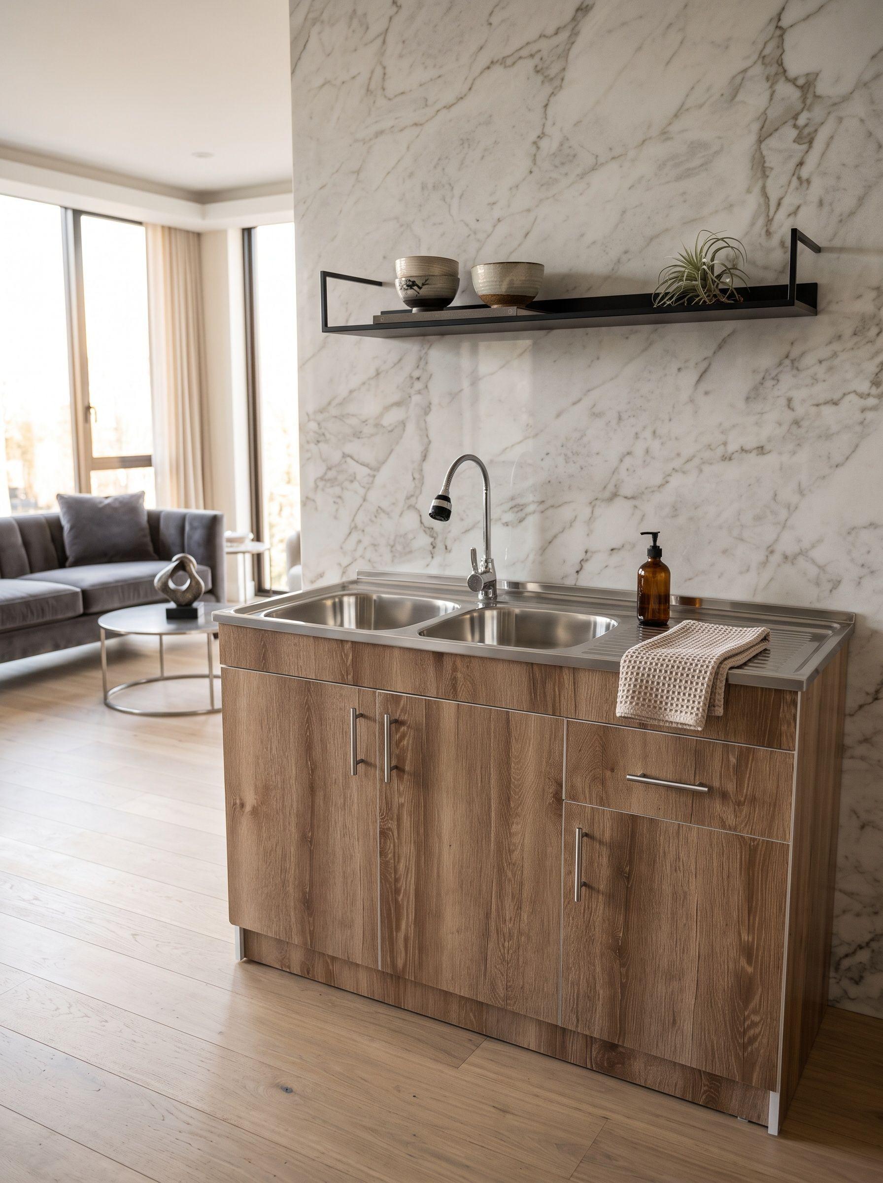 Kit Lavaplatos Con Mueble 120x50 Mdf Caf Sec Derecho-3