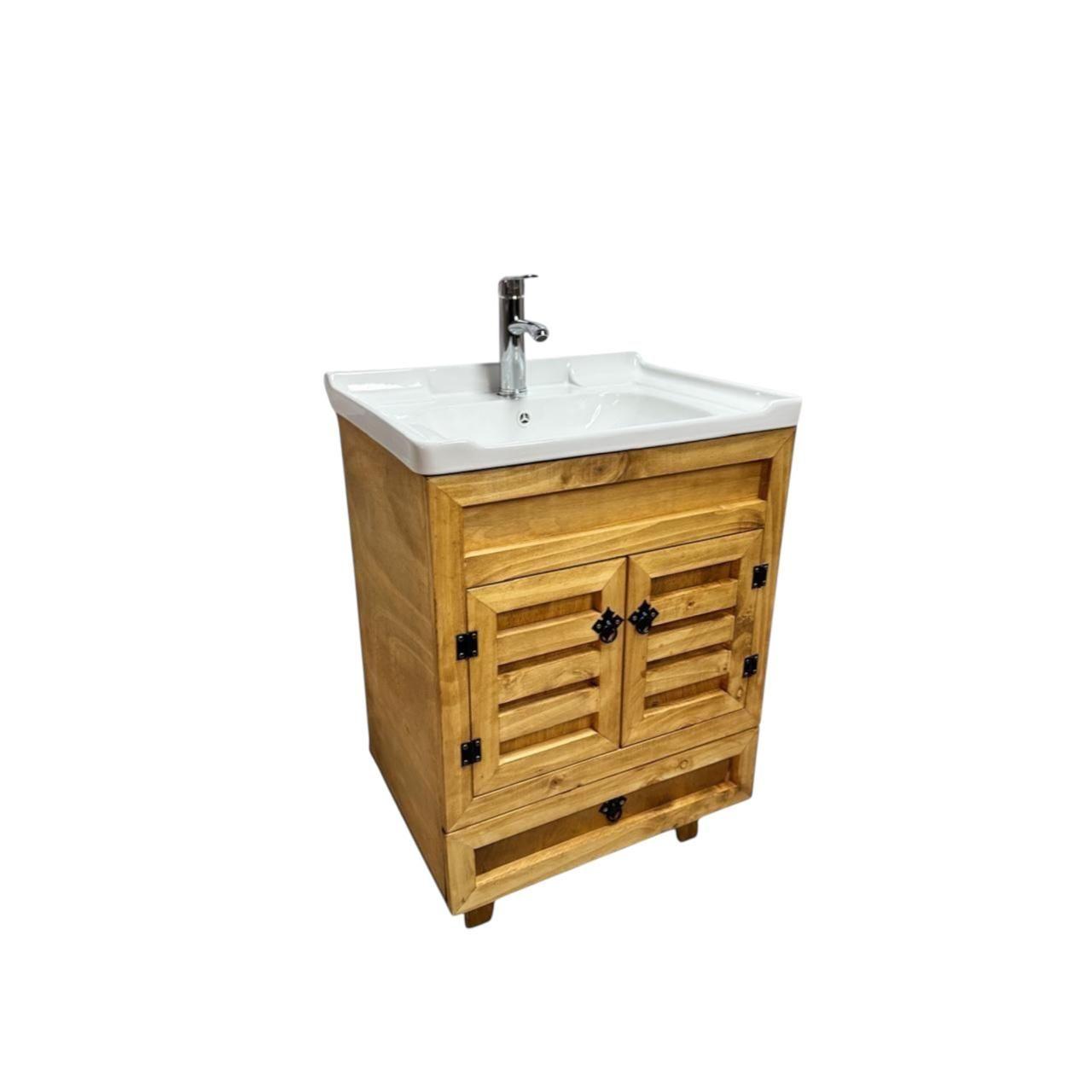 Vanitorio 60x47 Estilo Rustico Incluye Loza Y Griferia-3